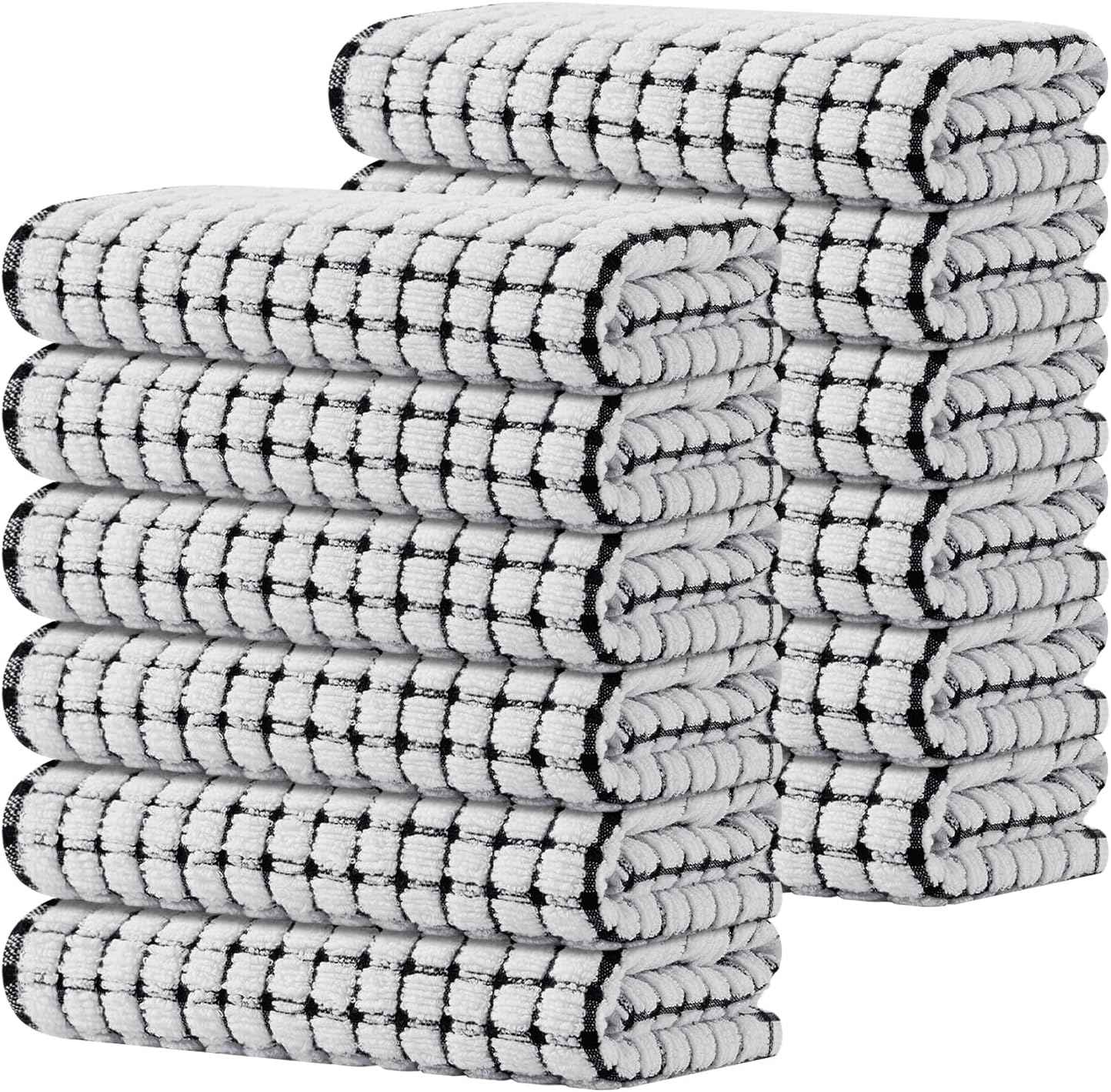 Kitinjoy Cotton 8 Pack Terry Kitchen Dish Cloths, 12 x 12 Inches Super Soft and Absorbent Dish Rags, Quick Drying Dish Towels for Washing Dishes, Mixed Color