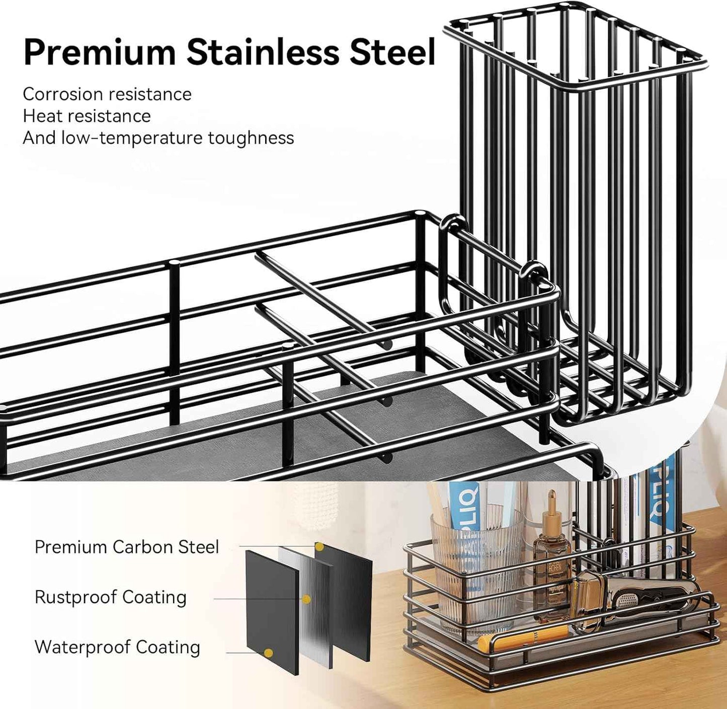 Yofidra Kitchen Sink Caddy: Sink Sponge with Instant Drying Stone, Metal Stainless Steel Dish Sponge Holder Basket for Sponges, Scrubbers, Soap, 9.5" X 5.5" X 5.7" Home Decor Storage and Organization