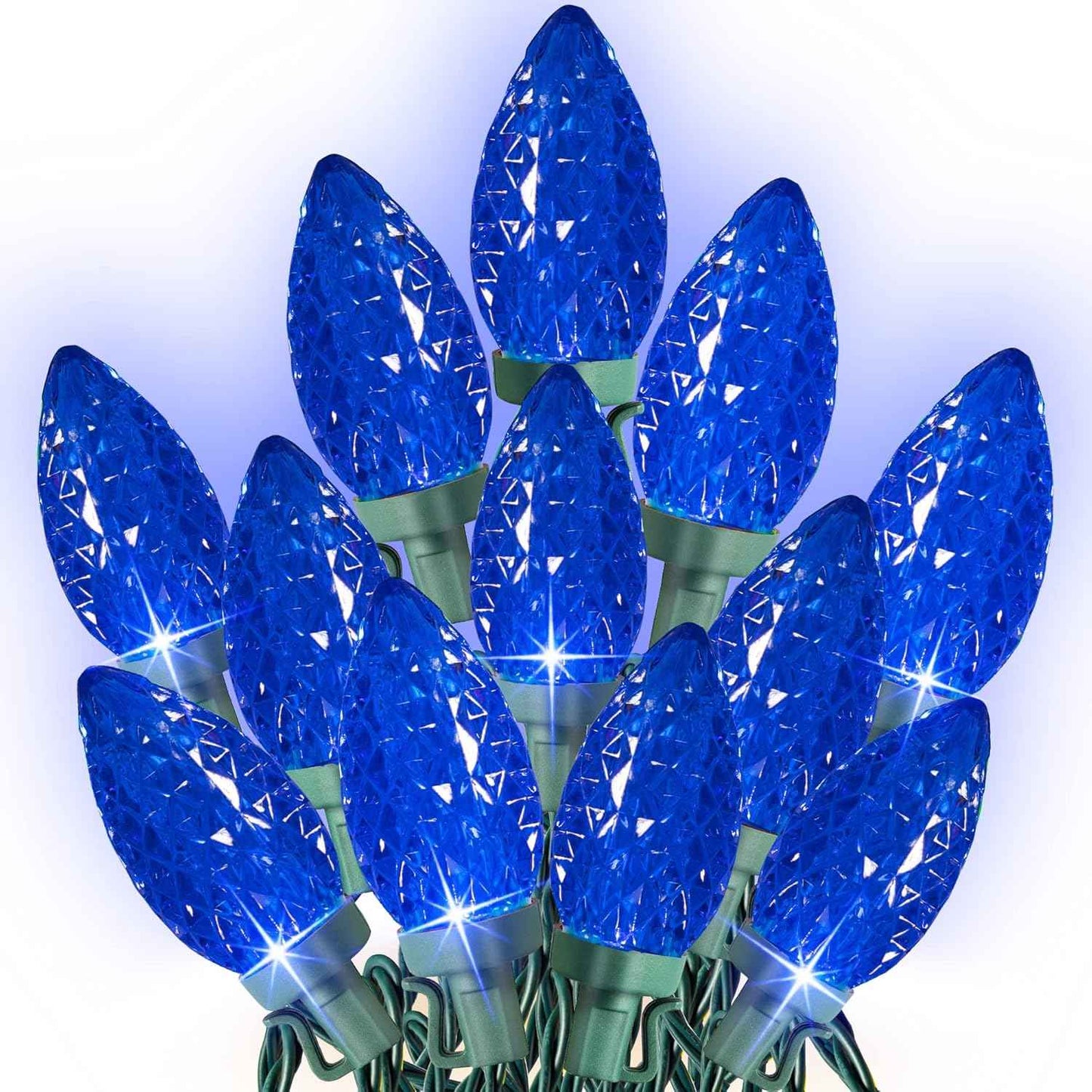 Dazzle Bright C9 Christmas String Lights, 100 LED 66 FT Waterproof Connectable Green Wire Fairy Lights, Christmas Lights for Indoor Outdoor Home Yard Xmas Tree House Decorations (Warm White)