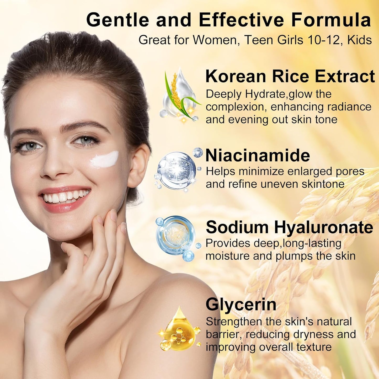 Skin Care Set,6Pcs Women Teen Glass Skincare w/Korean Rice Extract,Hydrate Glow Repair Anti-Aging Facial Routine Kit Self Care Gifts for Women Mom Wife Teenage Girl Her Valentines Day Christmas Gifts