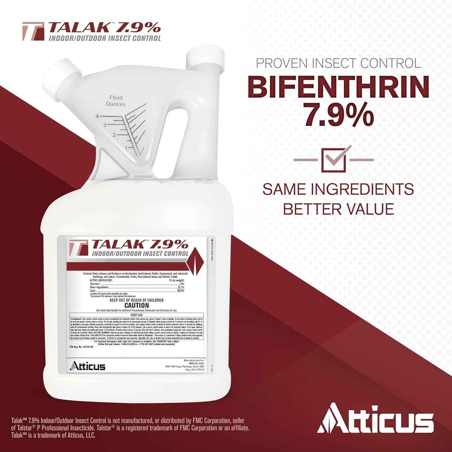 Atticus Talak 7.9% Indoor/Outdoor Insect Control - Bifenthrin Concentrate (1 GAL)