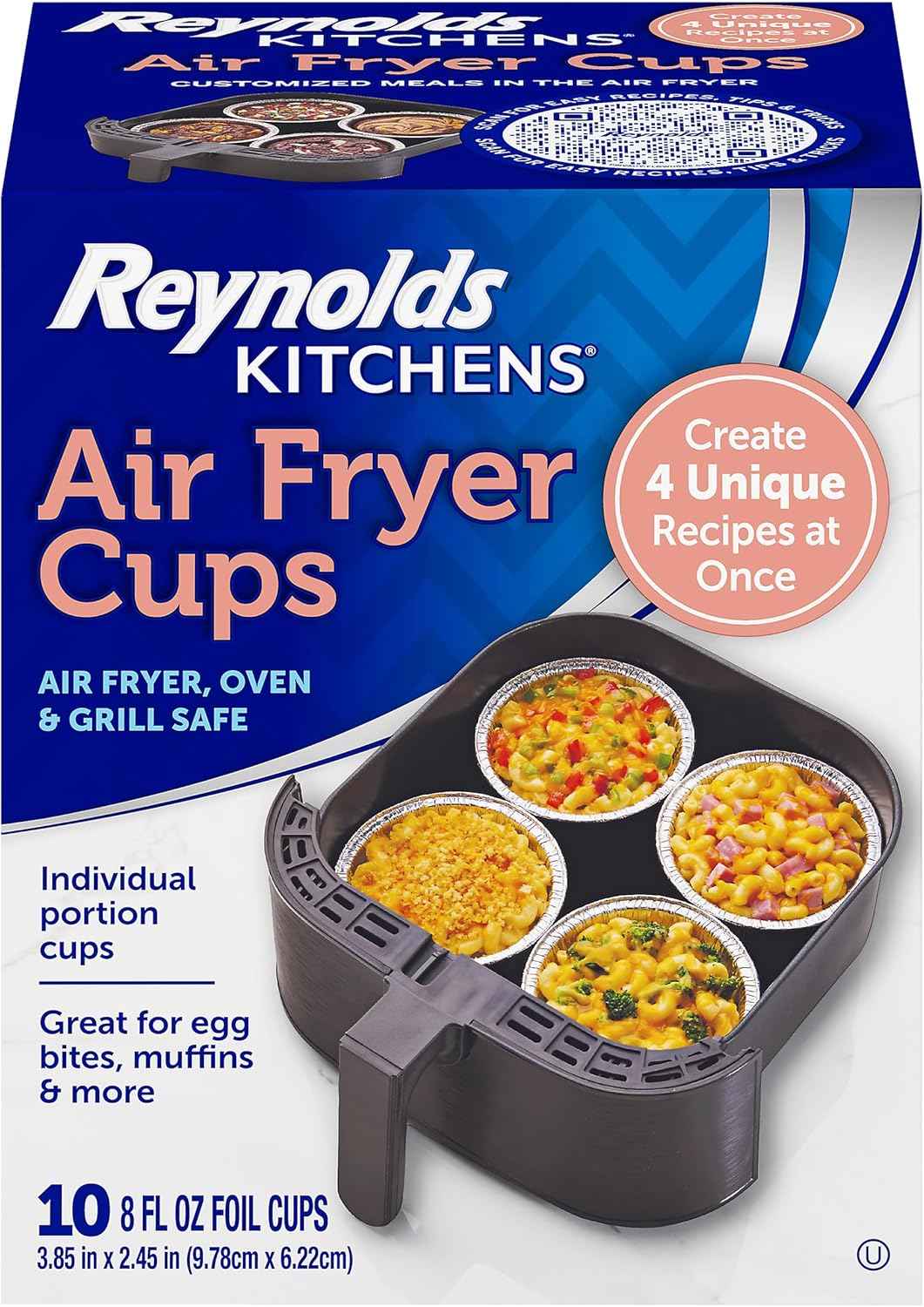 Reynolds Kitchens Air Fryer Liners Disposable, Unbleached Parchment Paper Sheets, 50 Count