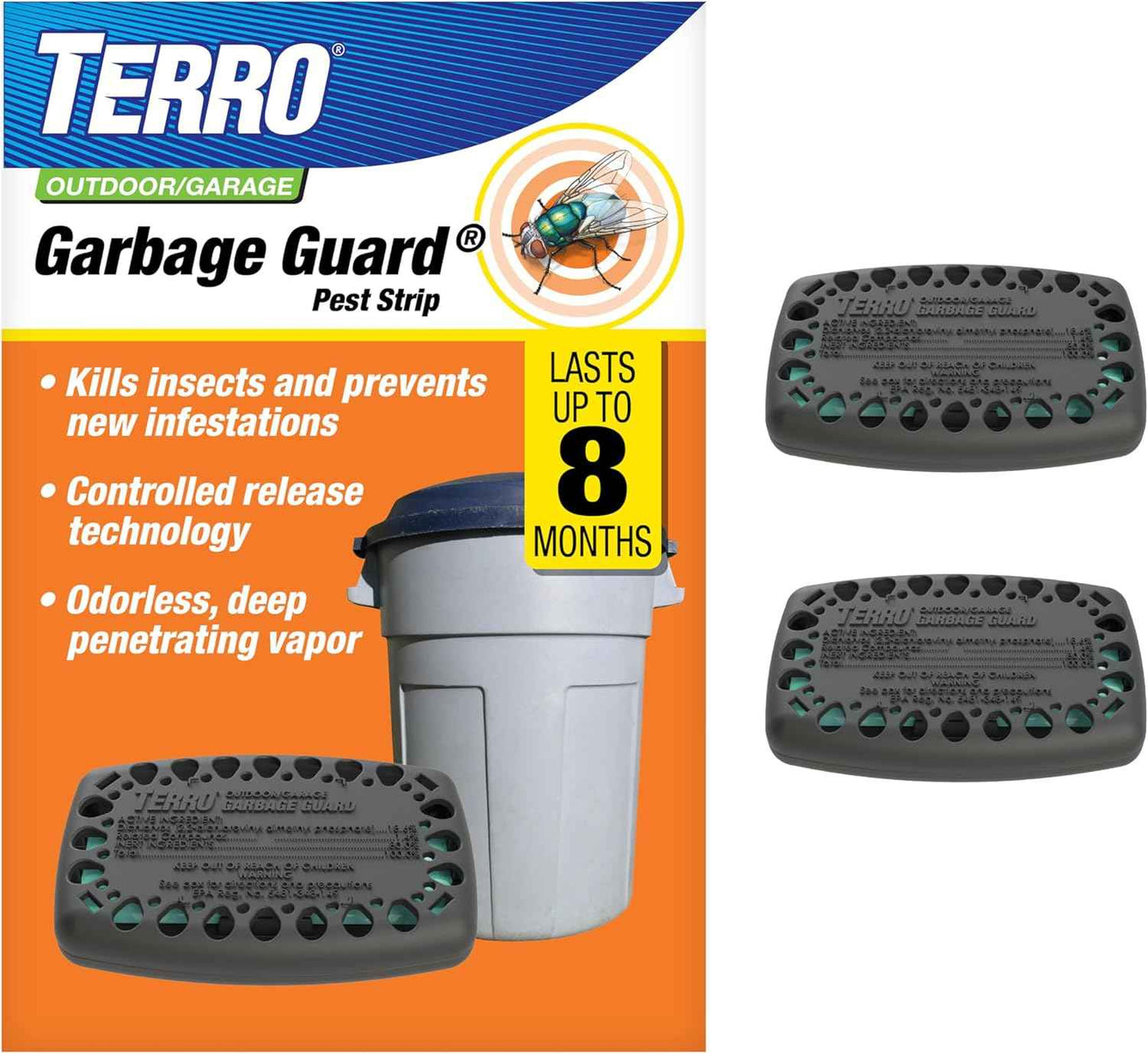 Terro T801SR Garbage Guard Trash Can Insect Killer - Kills Flies, Roach, Maggots, Beetles, and Insects in Outdoor Garbage Can (Pack of 2)