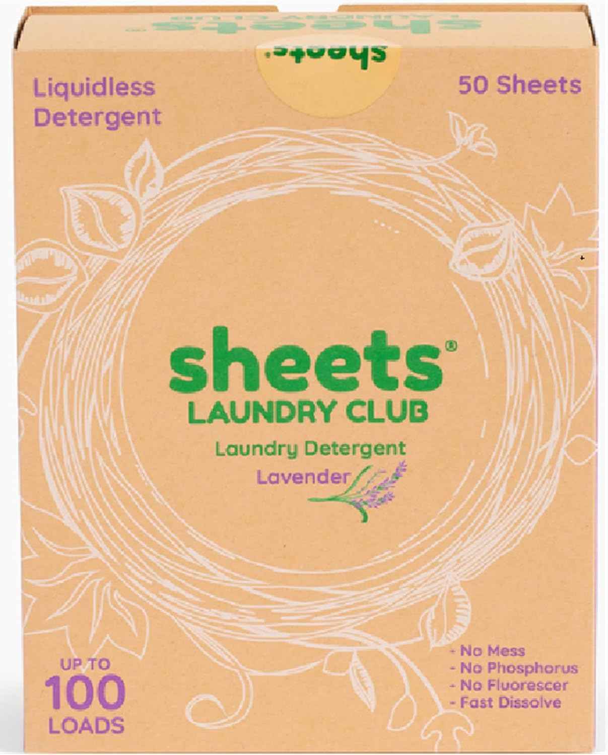 Sheets Laundry Club - Liquidless Laundry Detergent Sheets, 100 Loads - Fresh Linen Scent, Eco-Friendly, Quick-Dissolving Formula, Hypoallergenic, Septic Safe, Plastic-Free Packaging - 50 Sheets