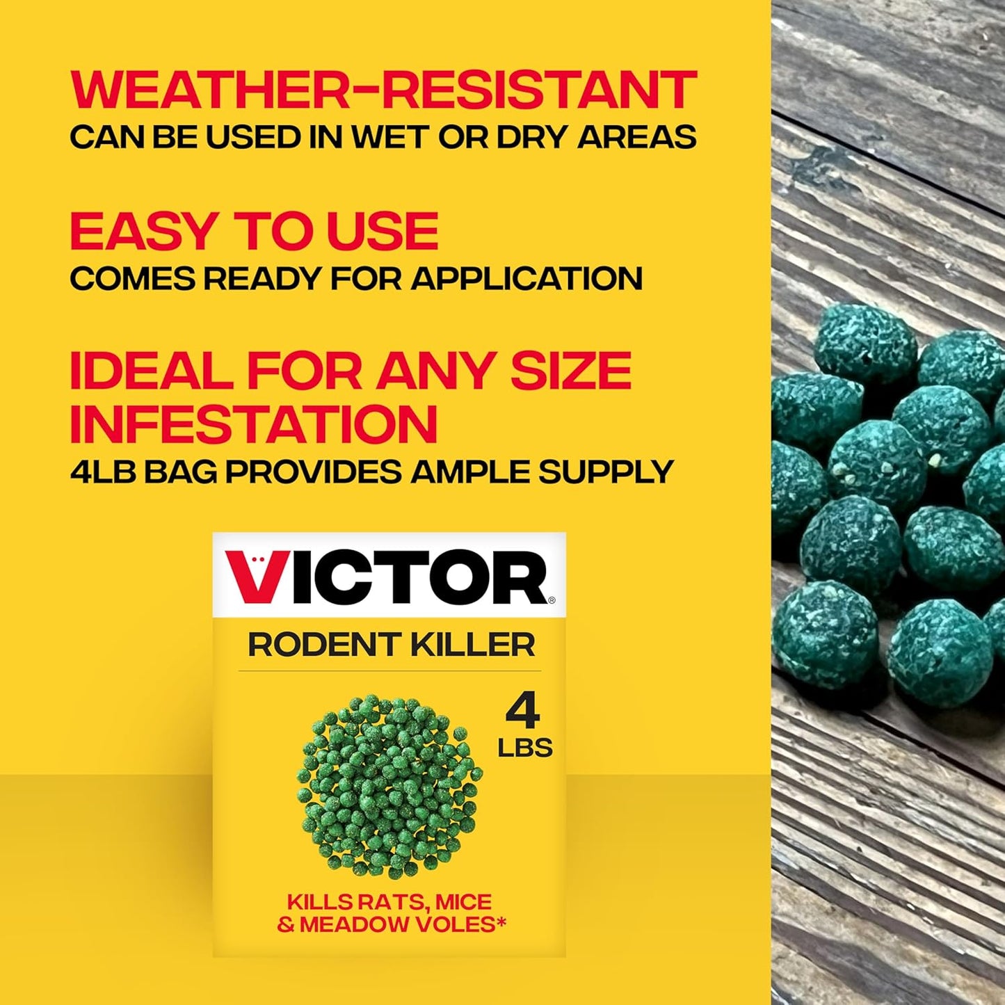 Victor Rat Poisoning for Inside & Outside Use - Kills Rats, Mice, Meadow Voles | Mouse Poisoning for Indoor & Outdoor Areas, Ready-to-Use