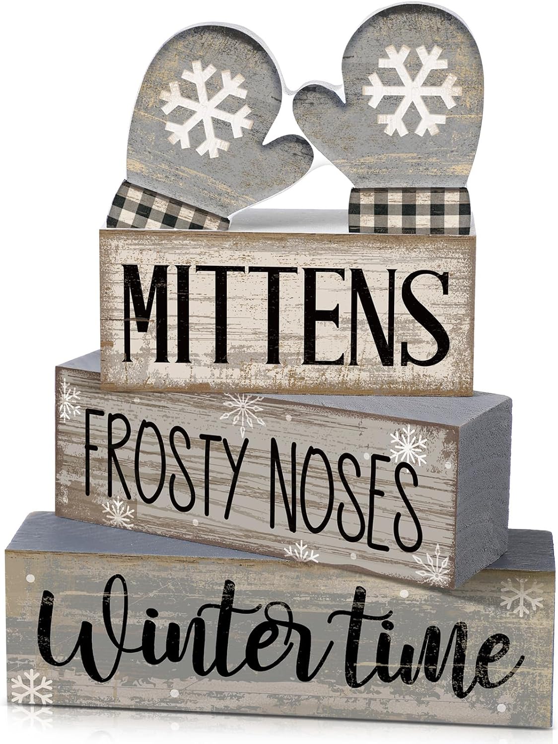 4 Pcs Christmas Table Decoration Wooden Santa Claus Decor Christmas Tiered Tray Decor Decorative Santa Claus Elk Block Sign Gift Farmhouse Xmas Table Centerpiece for Home Kitchen Shelf