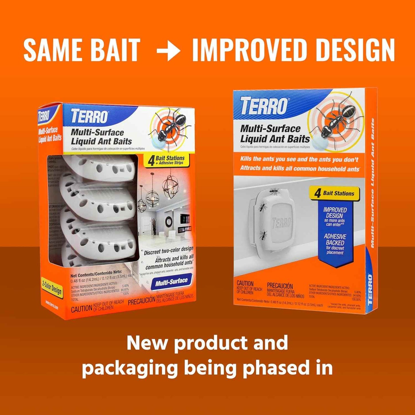 TERRO Indoor Liquid Ant Baits with Adhesive Strips for Discreet Baiting - TERRO Ant Trap and Bait Station - 8 Pack - T334SR