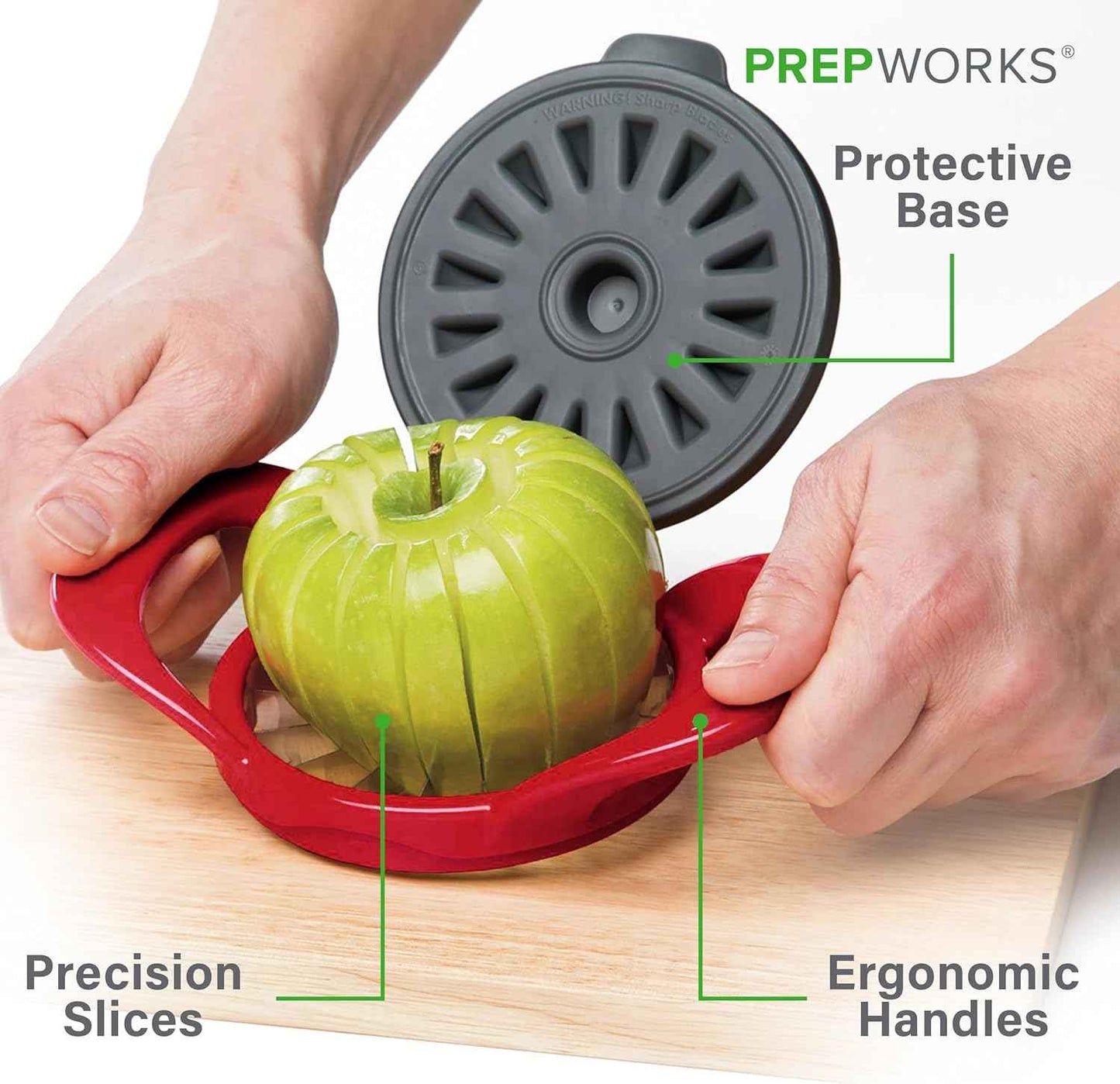 PrepWorks Dishwasher Safe Apple Slicer and Corer – 16-Slice Thin Apple Cutter with Safety Cover