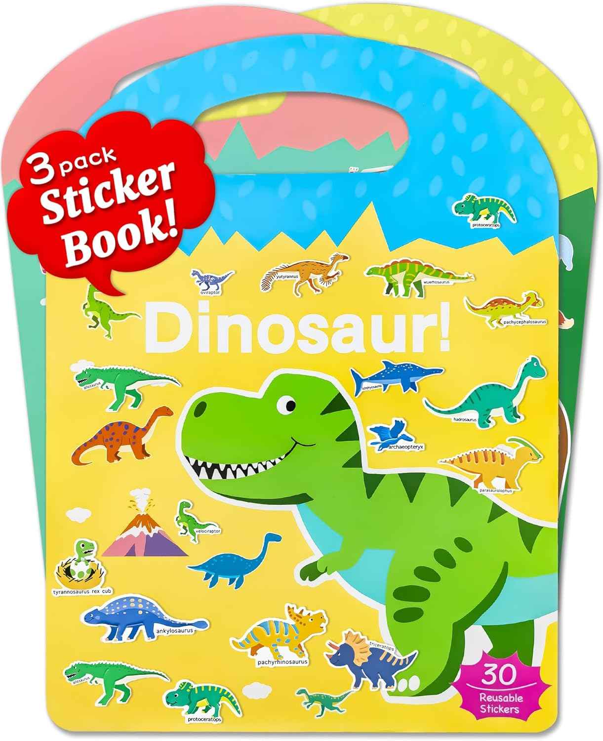 Benresive Reusable Sticker Book for Toddlers 2-4 Years, 3 Sets Travel Stickers for Kids, Waterproof Sticker Books for Toddlers 1-3, Crafts Activities for Todddlers 1-3 2-4 3-5