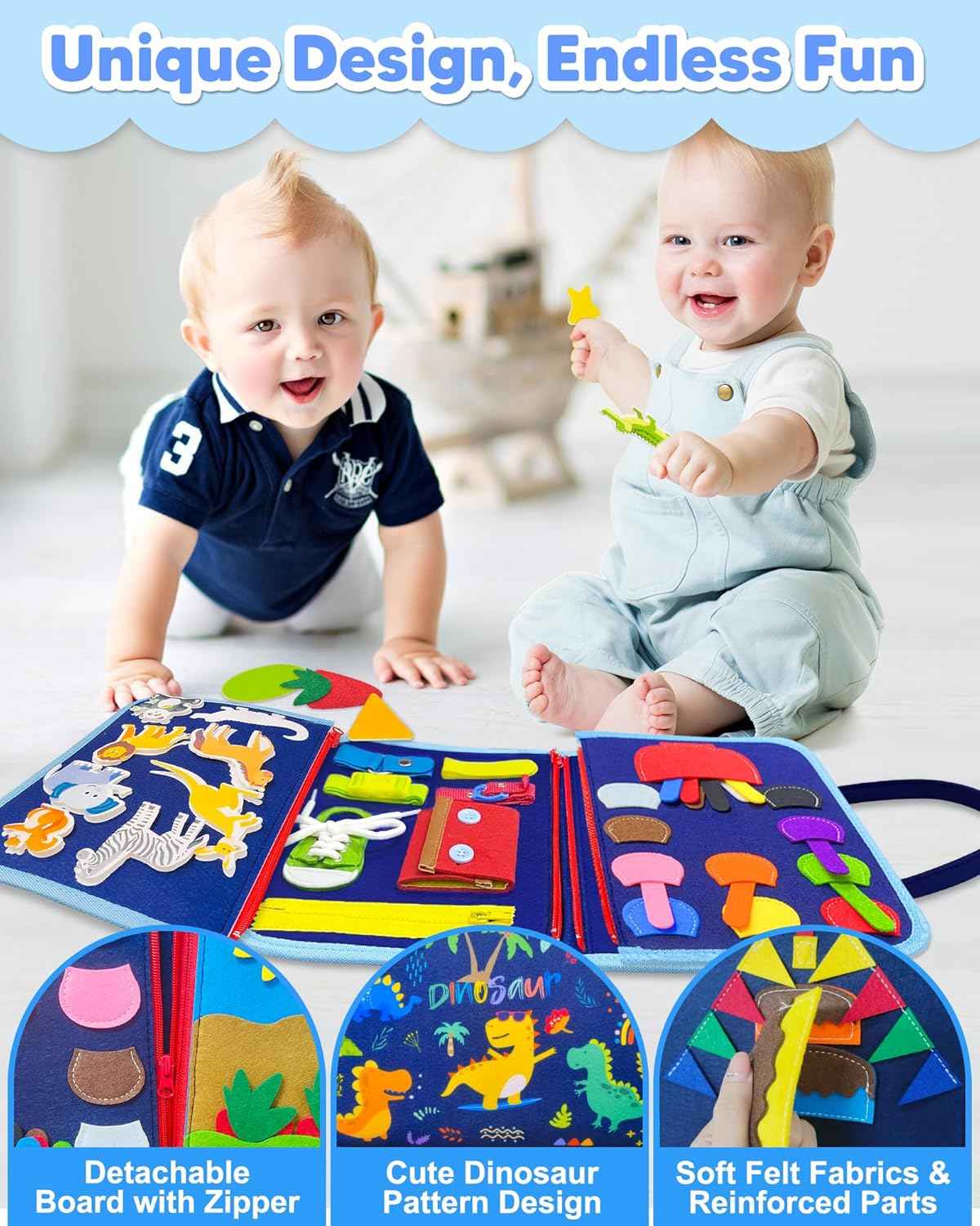 Exorany Busy Board Montessori Toys for Toddler Boy Birthday Gifts, Busy Book Sensory Learning Toys for Toddlers, Toddler Boy Airplane Car Travel Toy Educational Activities