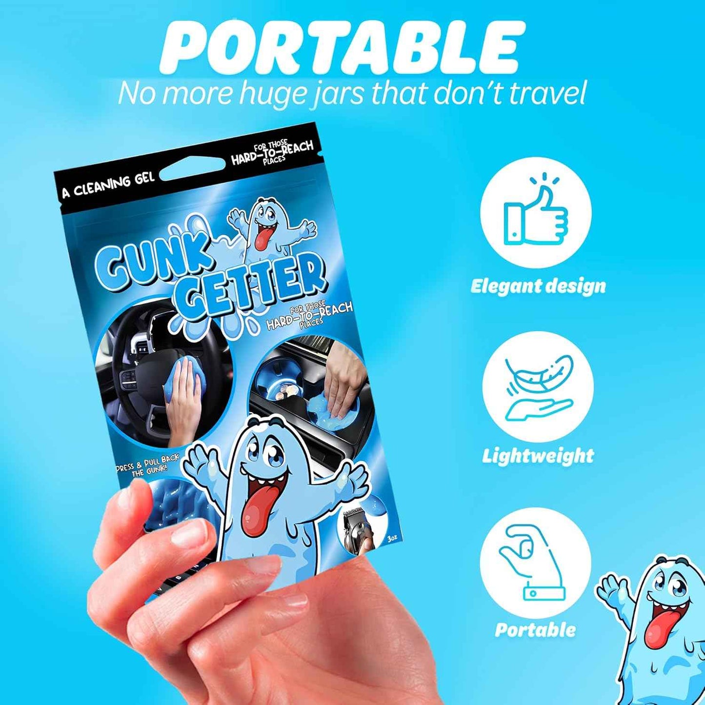 PeerBasics, Cleaning Gel for Those Hard to Reach Places, Automotive Cup Holder Electronic Keyboard Office, Slime Gel Cleaner Dust Crumb Removal (Resealable Pouch, Blue, 3oz)