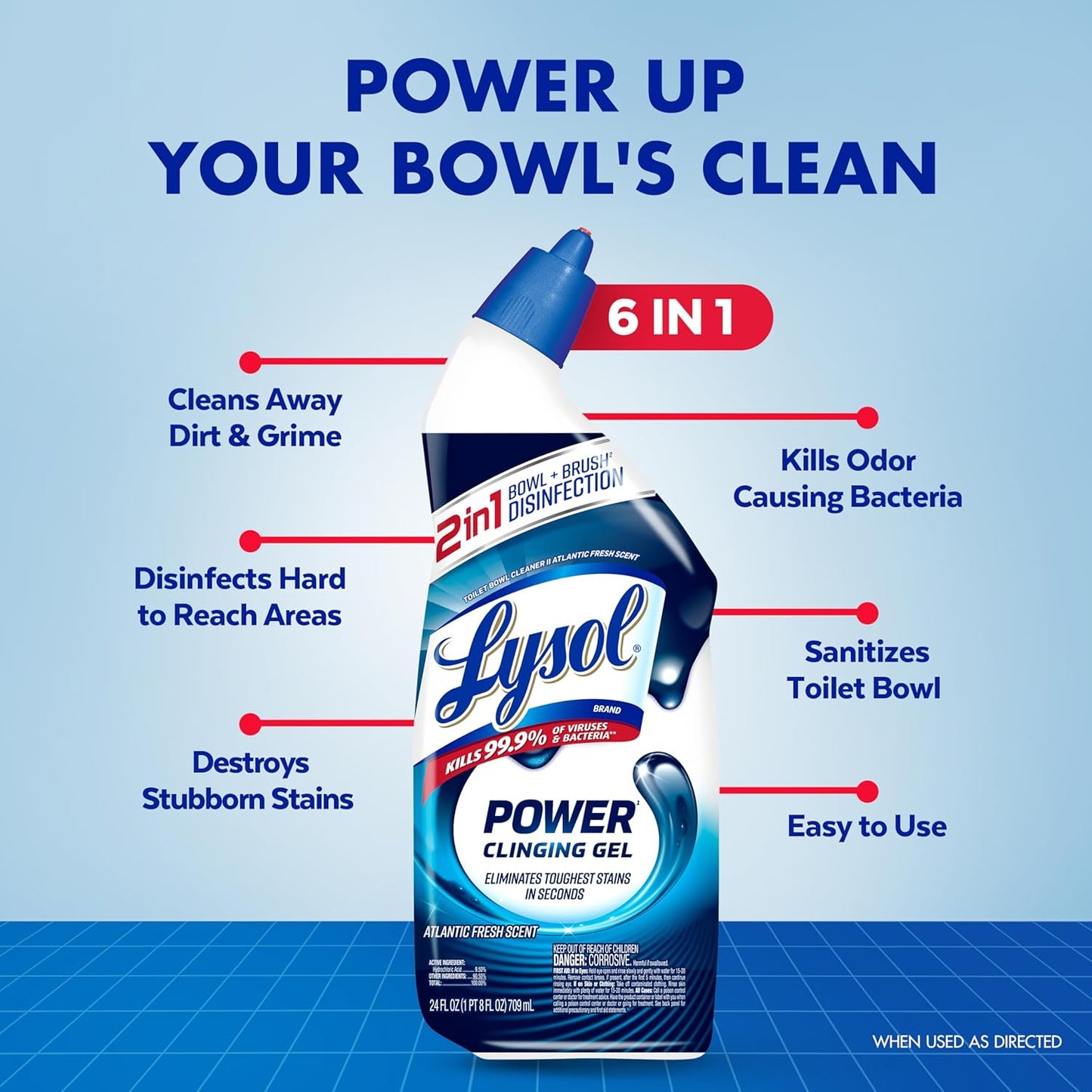 Lysol Toilet Bowl Cleaner, Max Strength Bathroom Cleaning Supplies, Toilet Bowl Cleaner Clinging Gel, Home Essential, Instant Stain Removal, Disinfecting and Deodorizing, Bleach Free, 24 oz (2 ct) - Rayz Mart