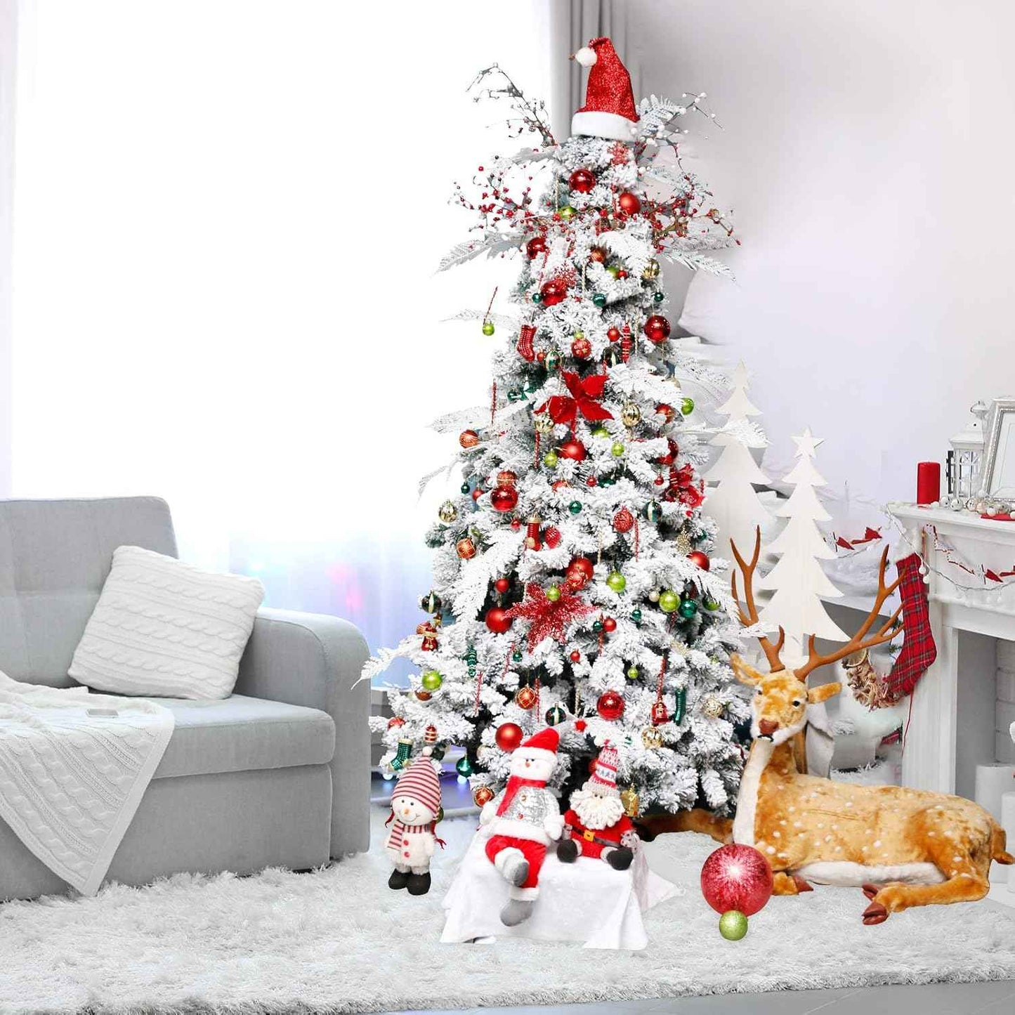 ROSELEAF 30ct 2.36" Shatterproof Christmas Tree Ornaments - Red, Green, Gold Plastic Hanging Balls - Christmas, Wedding And Engagement Occasion