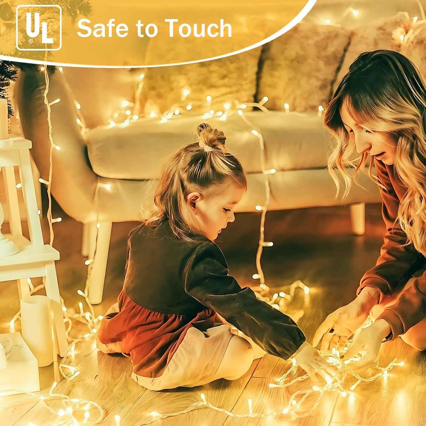 Connectable 200 LED Christmas String Lights, 66FT Warm White Indoor/Outdoor Waterproof Fairy Lights with Timer, 13 Lighting Modes, Clear Wire Plug-In Décor