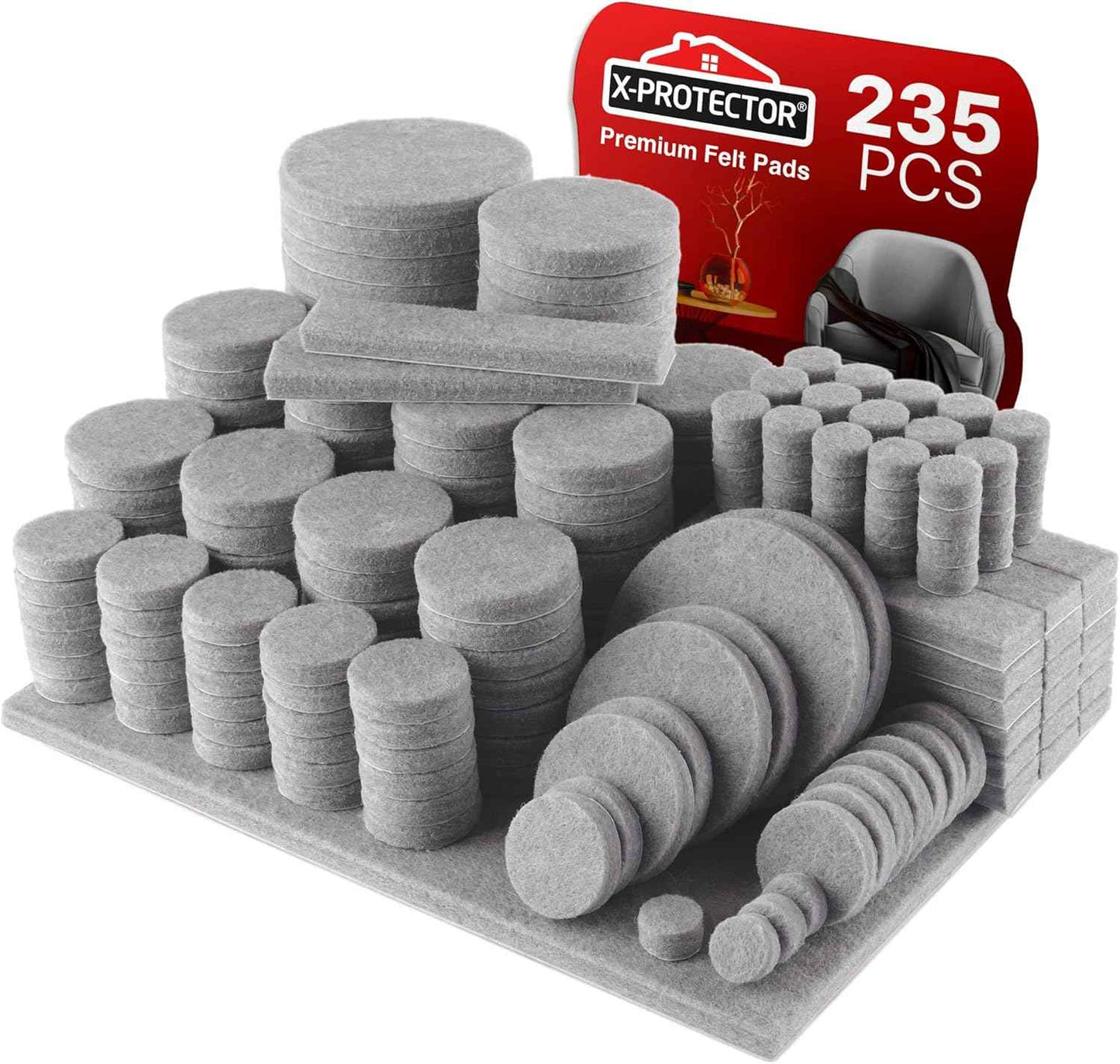 Felt Furniture Pads X-PROTECTOR 133 PCS Premium Furniture Pads - Felt Pads Furniture Feet Best Wood Floor Protectors - Protect Your Hardwood & Laminate Flooring! Brown and Beige