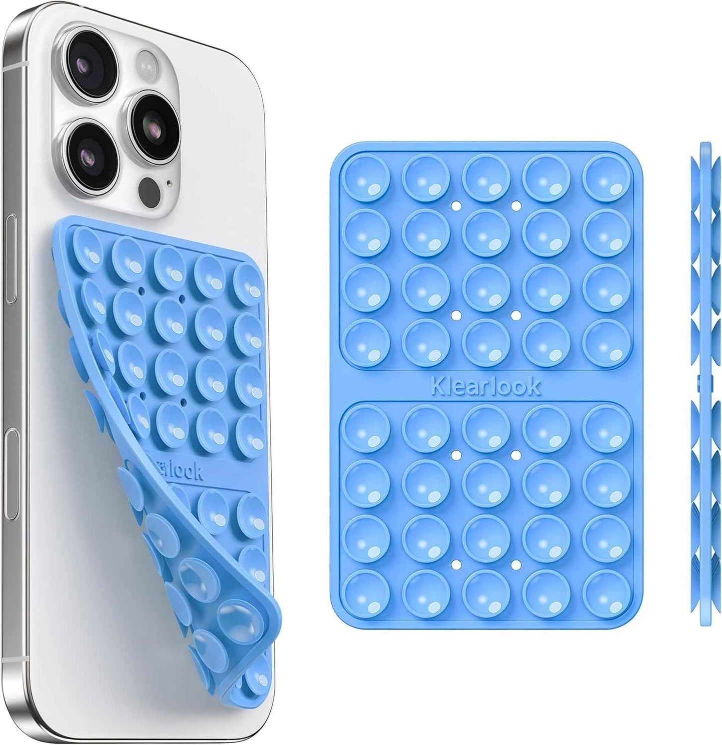 Klearlook Silicone Double-Sided Suction Cup Phone Case Detachable Mount, Sticky Phone Grip with Higher Suction Power for iPhone, Hands-Free Phone Accessories Holder for Selfies and Videos, Light Pink