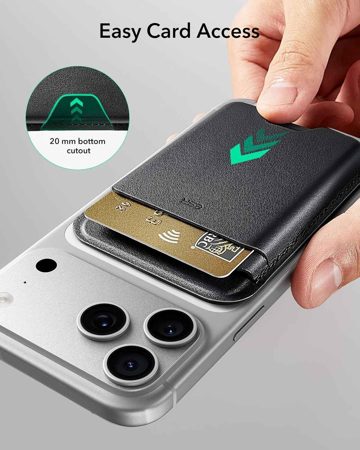 ESR for MagSafe Wallet, 5-Card Holder With RFID Blocking, MagSafe Sticker Included, Slim Magnetic Wallet for iPhone 17/16/15/14/13/12 Series and Selected Samsung Devices, Not for 13/12 Mini, Black