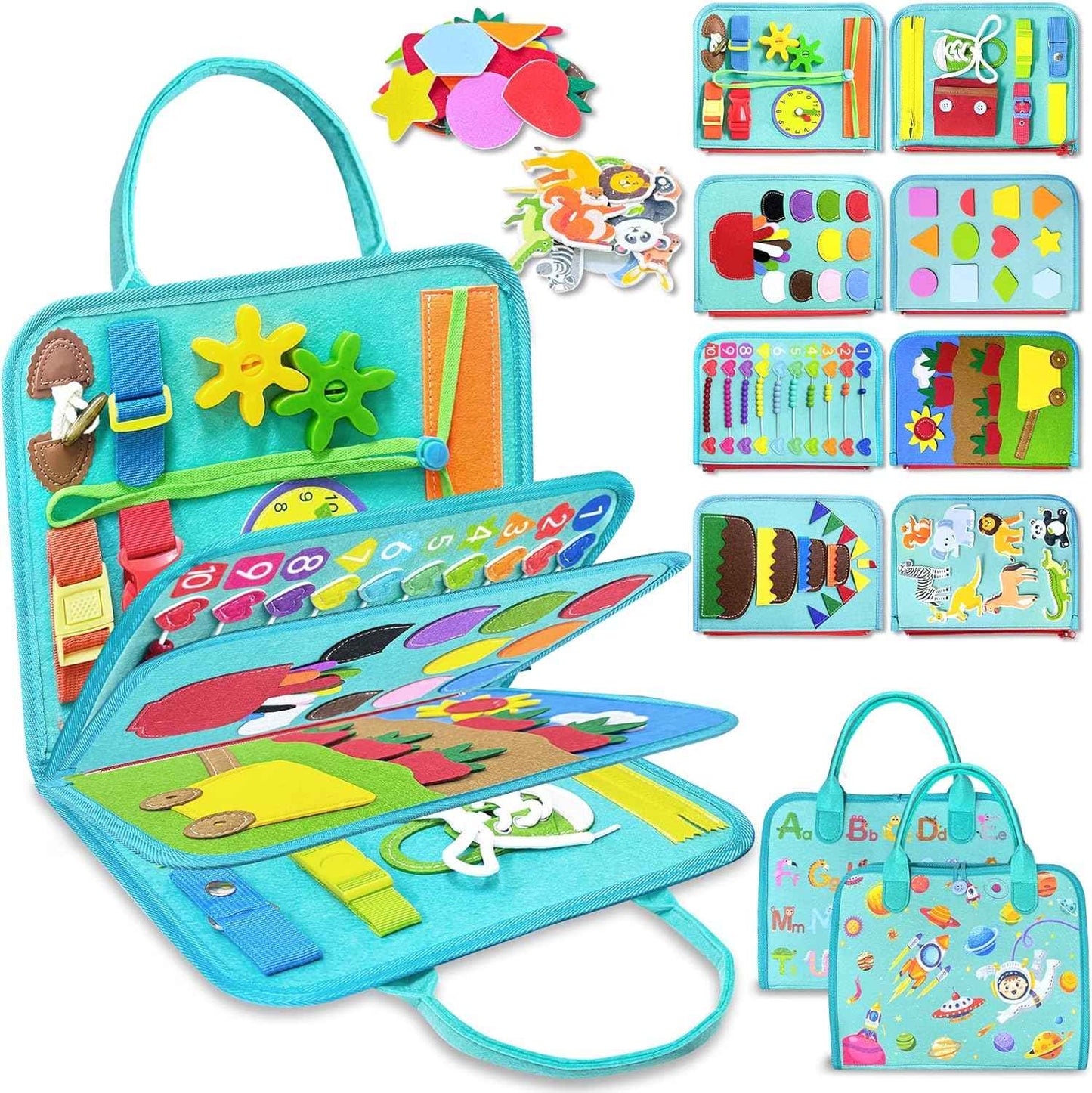 Exorany Busy Board Montessori Toys for Toddler Boy Birthday Gifts, Busy Book Sensory Learning Toys for Toddlers, Toddler Boy Airplane Car Travel Toy Educational Activities