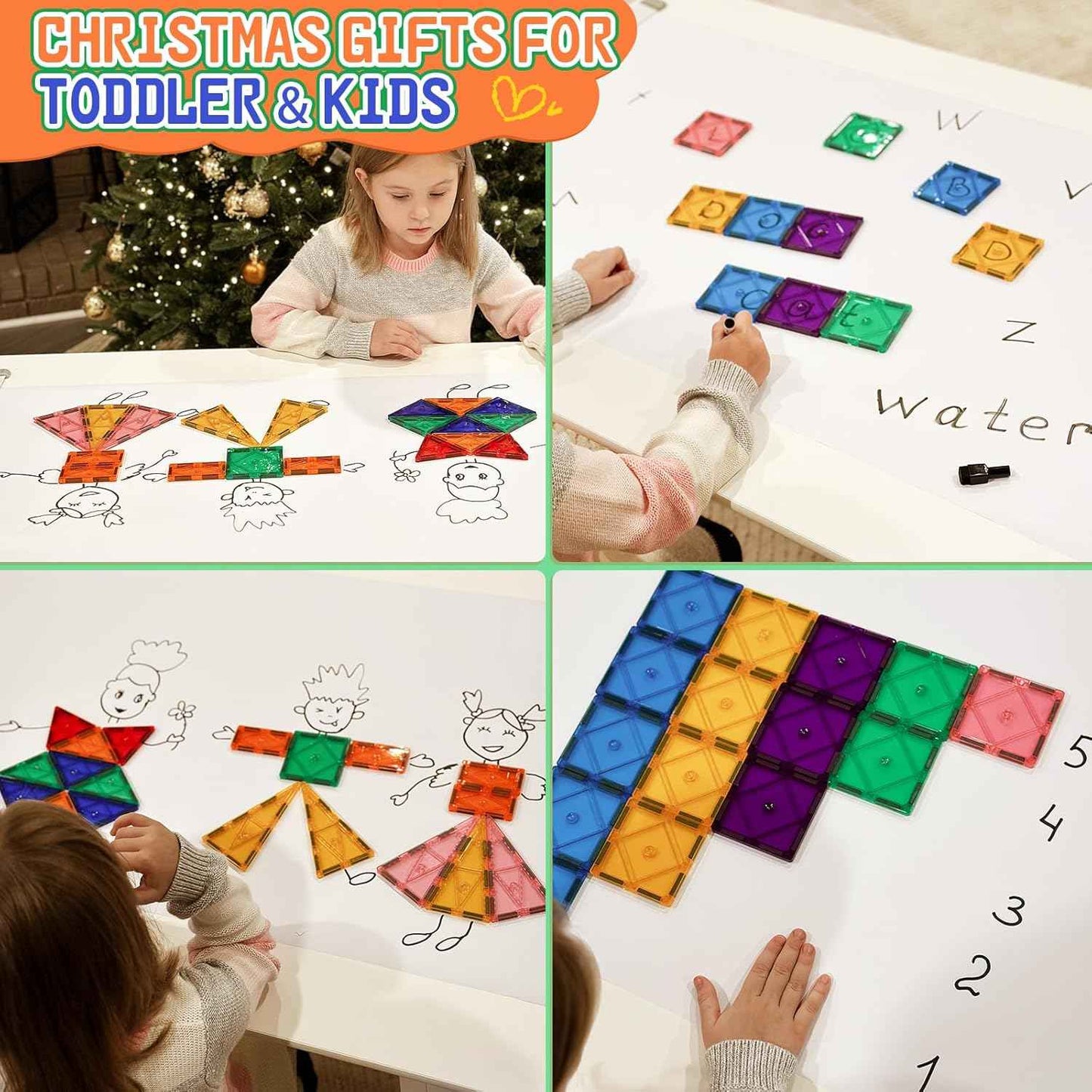Soyee Magnetic Tiles Toddler Toys Magnetic Building Blocks for Kids Ages 3-12 STEM Educational Toys for Girls & Boys Sensory Play for Preschool Learning Birthday Toddler Xmas Gifts