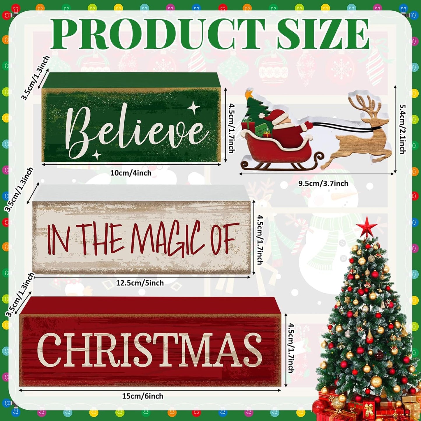 4 Pcs Christmas Table Decoration Wooden Santa Claus Decor Christmas Tiered Tray Decor Decorative Santa Claus Elk Block Sign Gift Farmhouse Xmas Table Centerpiece for Home Kitchen Shelf