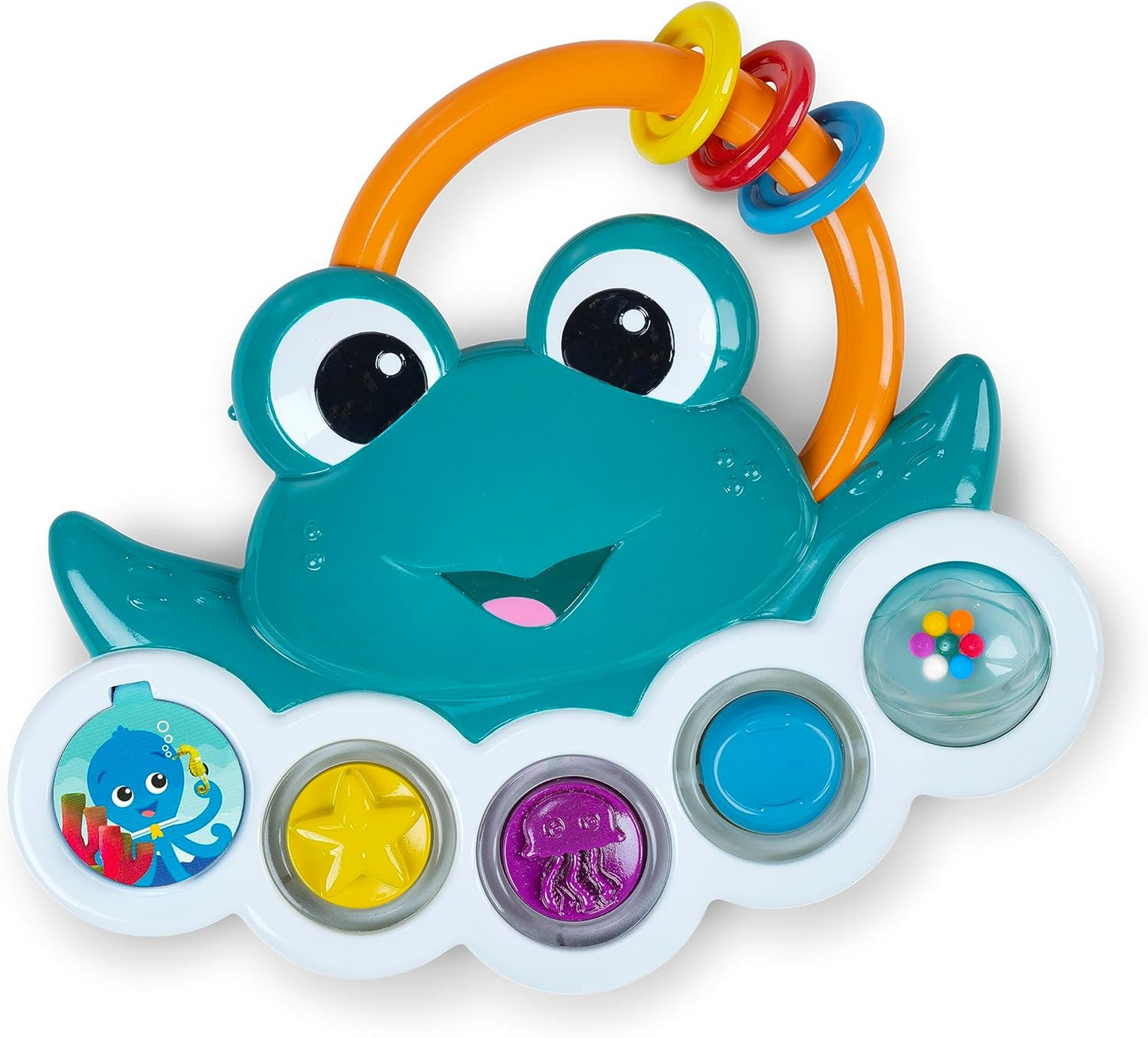 Baby Einstein Outstanding Opus The Octopus Sensory Rattle & Teether Multi-Use Toy, BPA Free & Chillable, 3 Months & up, Multicolored