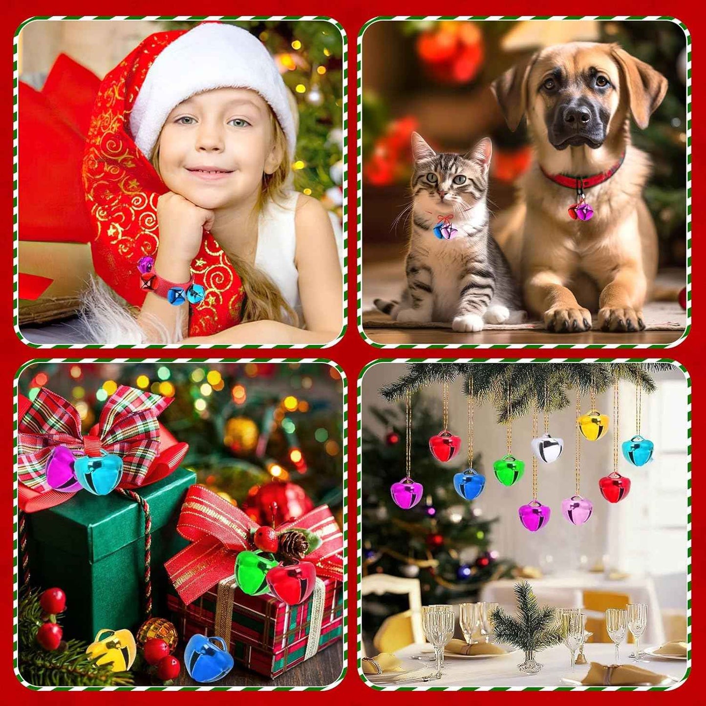 Augshy 120 Pieces Multicolour Jingle Bells, 2/5 Inch Craft Bell Bulk for Christmas Home and Pet Decorations Xmas Decor Party Favors Supplies