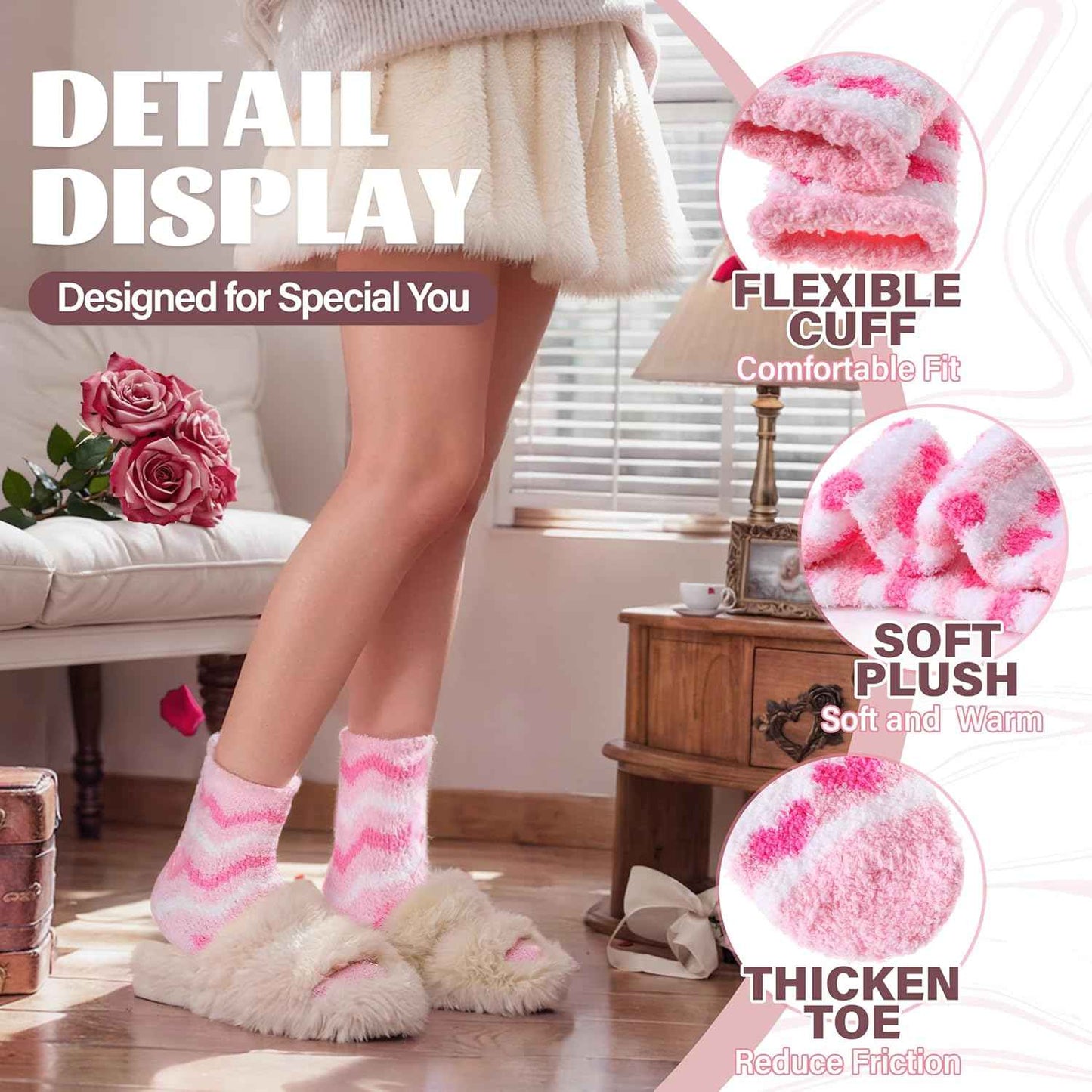 Anlisim Fuzzy Socks for Women, Soft Comfy Cozy Fluffy Thick Winter Warm Fleece Slipper Socks