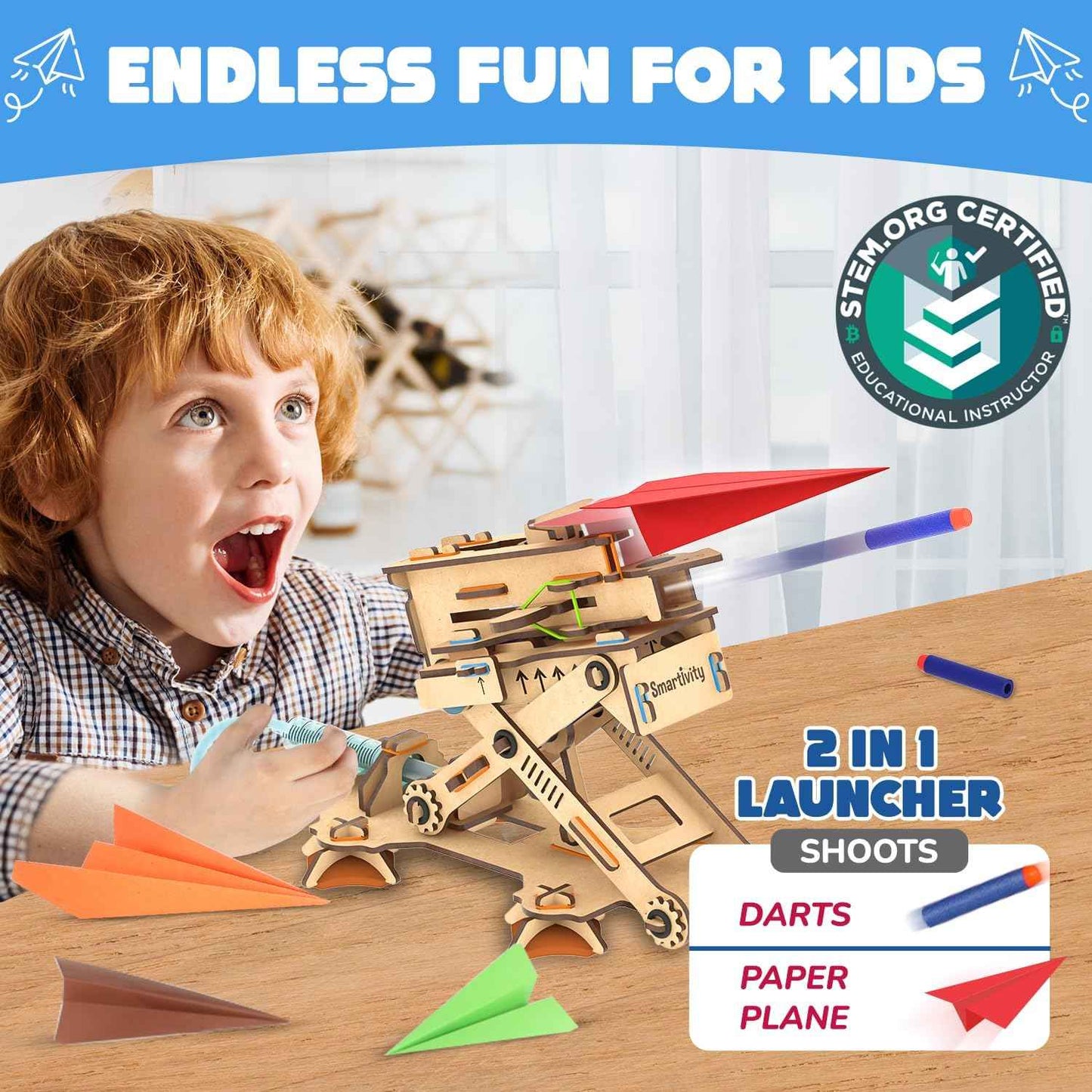 Smartivity DIY 2in1 Hydraulic Airplanes & Darts Launcher STEM Toy for Kids Ages 6 to 14 Years I Christmas, Birthday Gifts for Smart Kids | DIY Science Kit for Boys & Girls 6, 8,10,12,14 Years Old