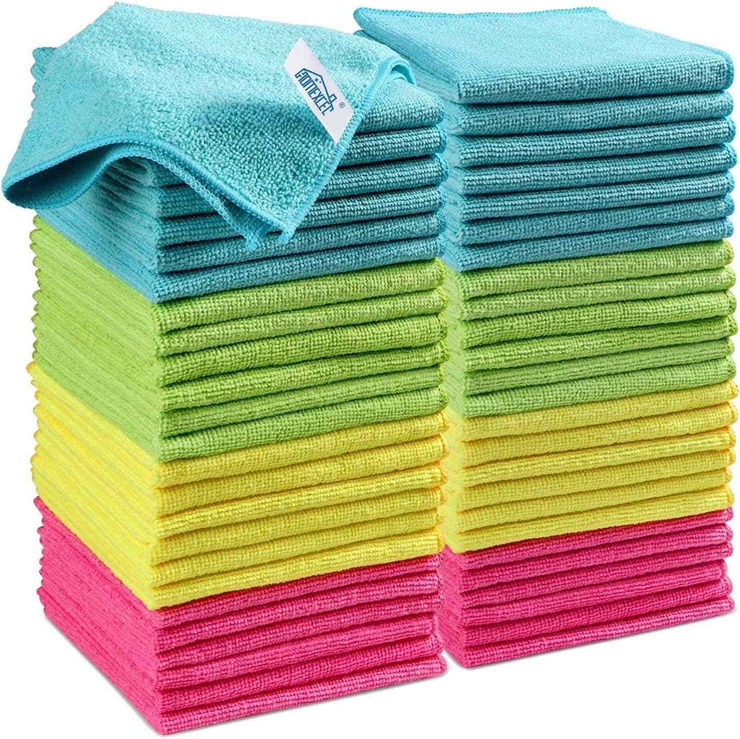 HOMEXCEL Microfiber Cleaning Cloth, Kitchen Towels 12 Pack, Lint Free, Scratch-Free, Highly Absorbent, Reusable Dish Towels for Kitchen and Household