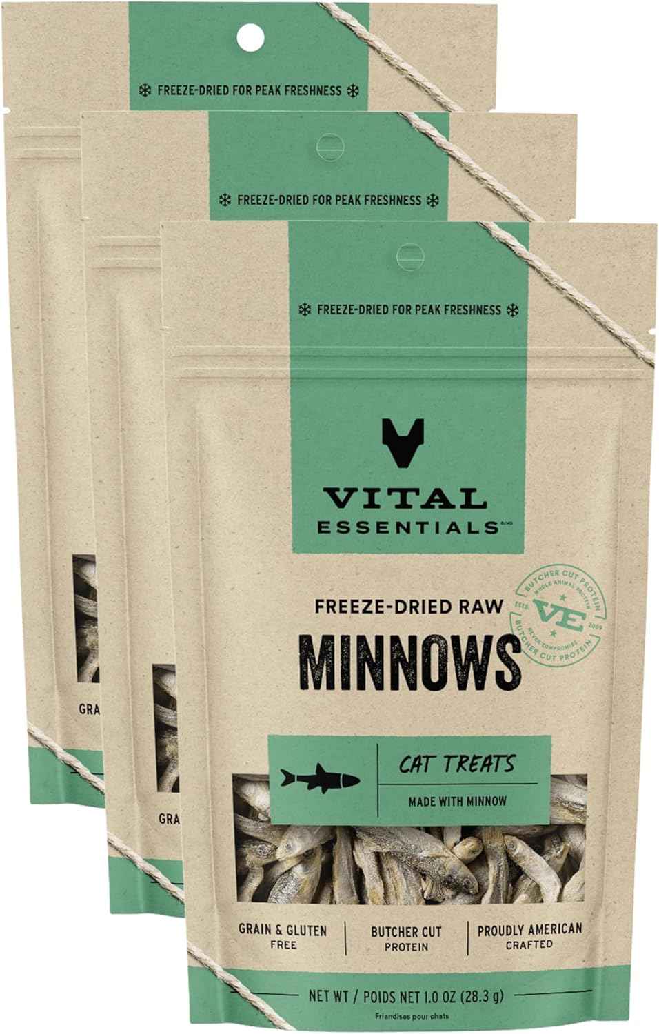 Vital Essentials Minnows Cat Treats, 0.5 oz | Freeze-Dried Raw | Single Ingredient | Grain Free, Gluten Free, Filler Free