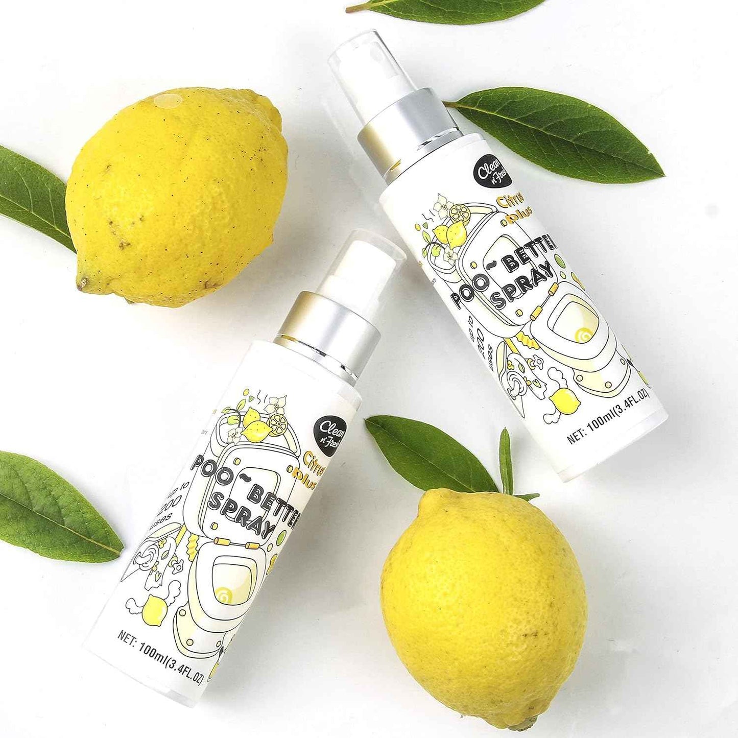 Clean-n-Fresh 100% Natural Citrus Poo Spray - Up to 400 Uses, Essential Oil Bathroom Deodorizer