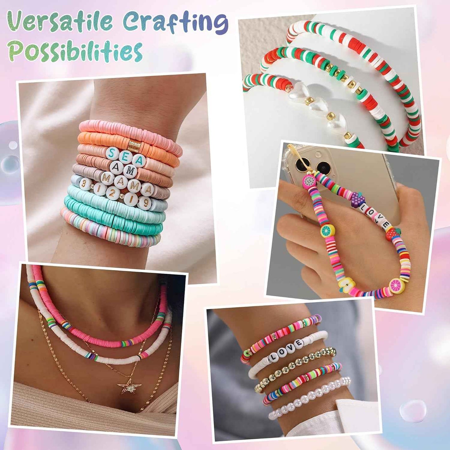 OHOME Stocking Stuffers - 5300 Clay Beads Bracelet Making Kit,Arts and Crafts for Kids Ages 8-12,Christmas Gifts Crafts Games Toys for 3-10 Year Old Birthday,Christmas Gifts for Grandkids