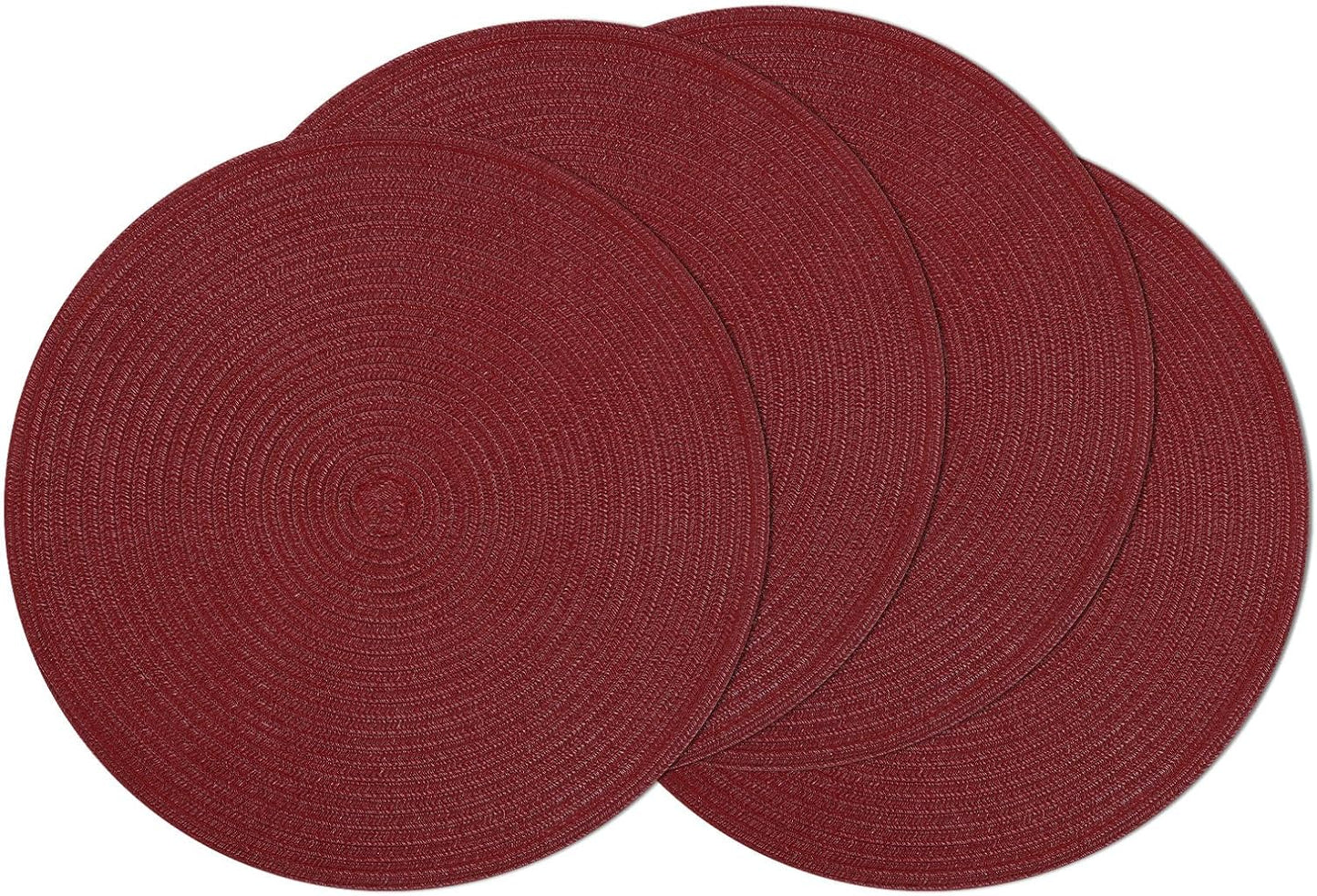 SHACOS 15 inch Round Braided Placemats Set of 6 Non Slip Heat Resistant Cotton Polyester Table Mats Washable Place Mats for Kitchen Dining Party Table Decor (Beige, 6)