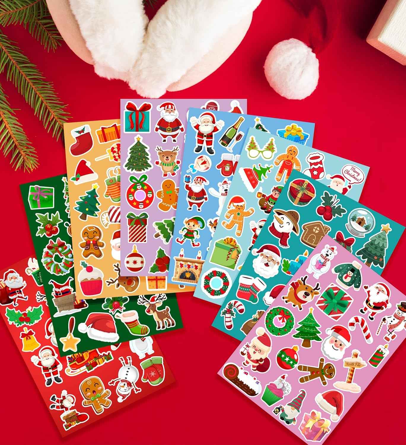 Christmas Stickers - Stocking Stuffers for Kids - 24 Sheets 480Pcs Christmas Gifts for Kids - Xmas Gifts Xmas Party Supplies, Party Favors for Boys and Girls Ages 3 4 5 6 7 8