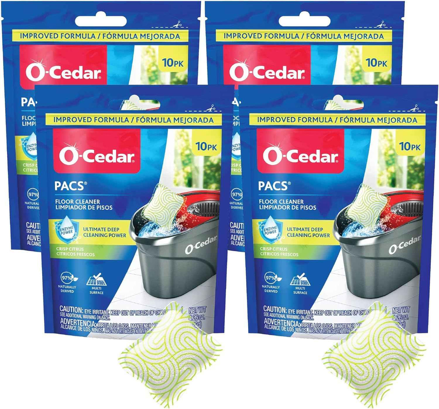 O-Cedar PACS Hard Floor Cleaner, Lavender Scent 10 Count (1-Pack) | Made with Naturally-Derived Ingredients | Safe to Use on All Hard Floors | Perfect for Mop Buckets