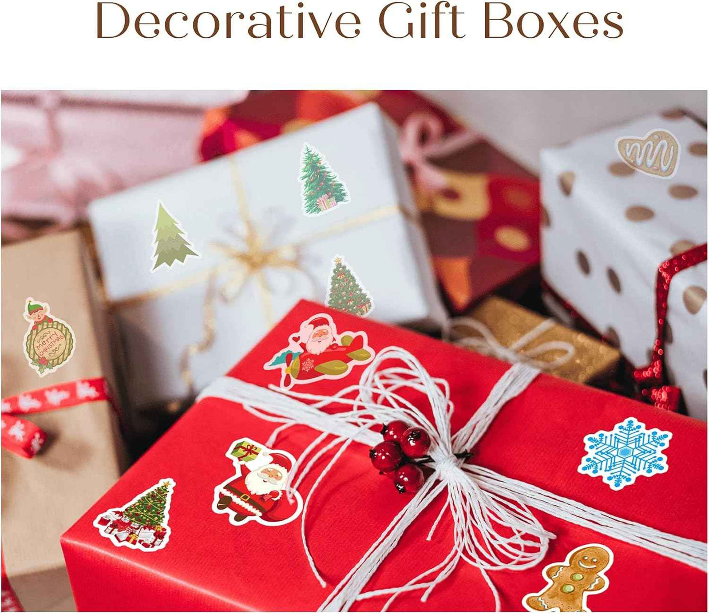 100PCS Christmas Theme Stickers, Non-Repeating Vinyl Waterproof Holiday Stickers, Holiday Gifts for Kids and Teens, Xmas Party Favorite, Stocking Stuffers for Kids Toddlers Teens Boys Girls