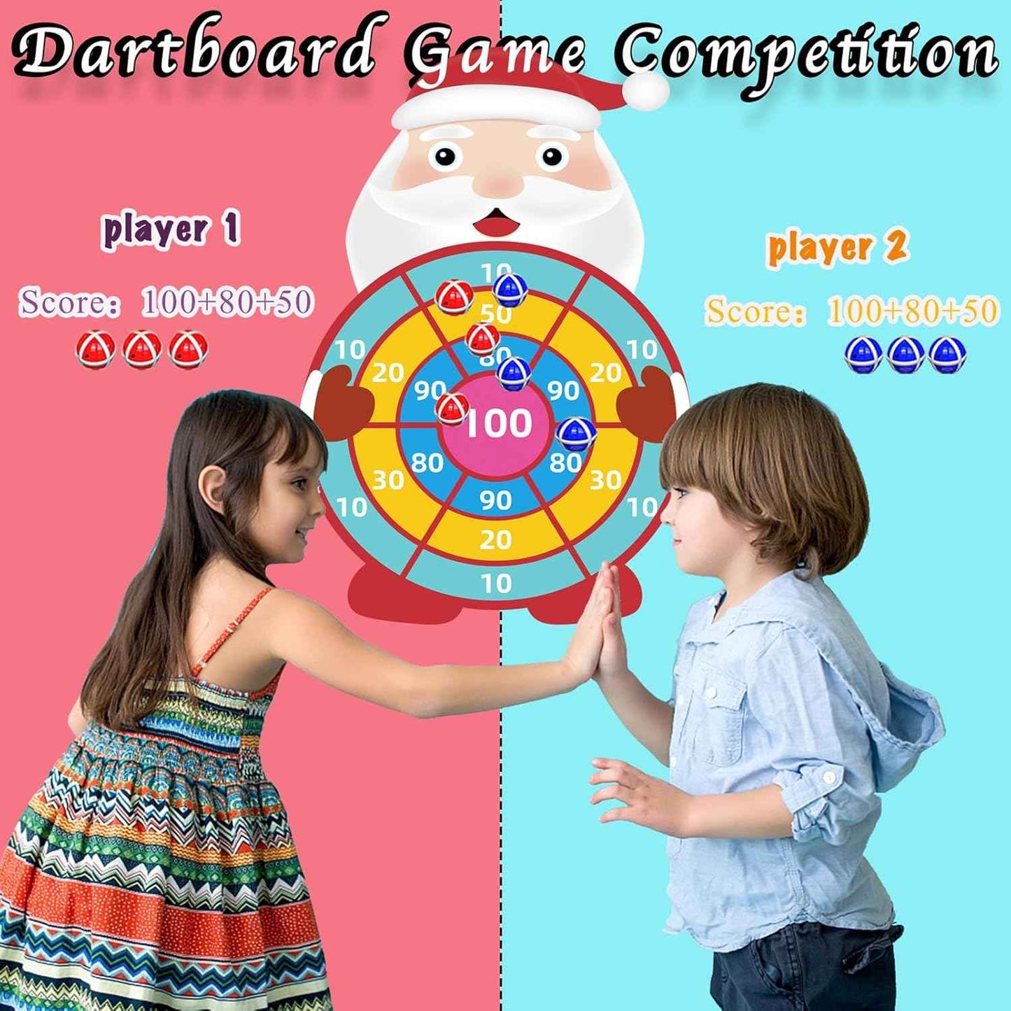 30” Christmas Games Toys Gifts for Kids, Large Santa Claus Dart Board Game, Christmas Party Supplies Indoor Outdoor Decor, Xmas Birthday Gifts for Boys Girls, Kids Party Favors Stocking Stuffers