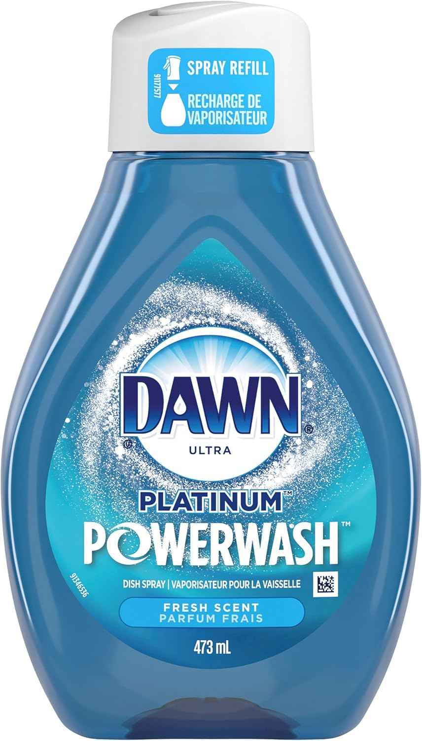 Dawn Platinum Powerwash Dish Spray, Dish Soap Liquid, Fresh Scent Bundle, 1 Spray (16oz) + 3 Refills (16oz each)(Pack of 4)