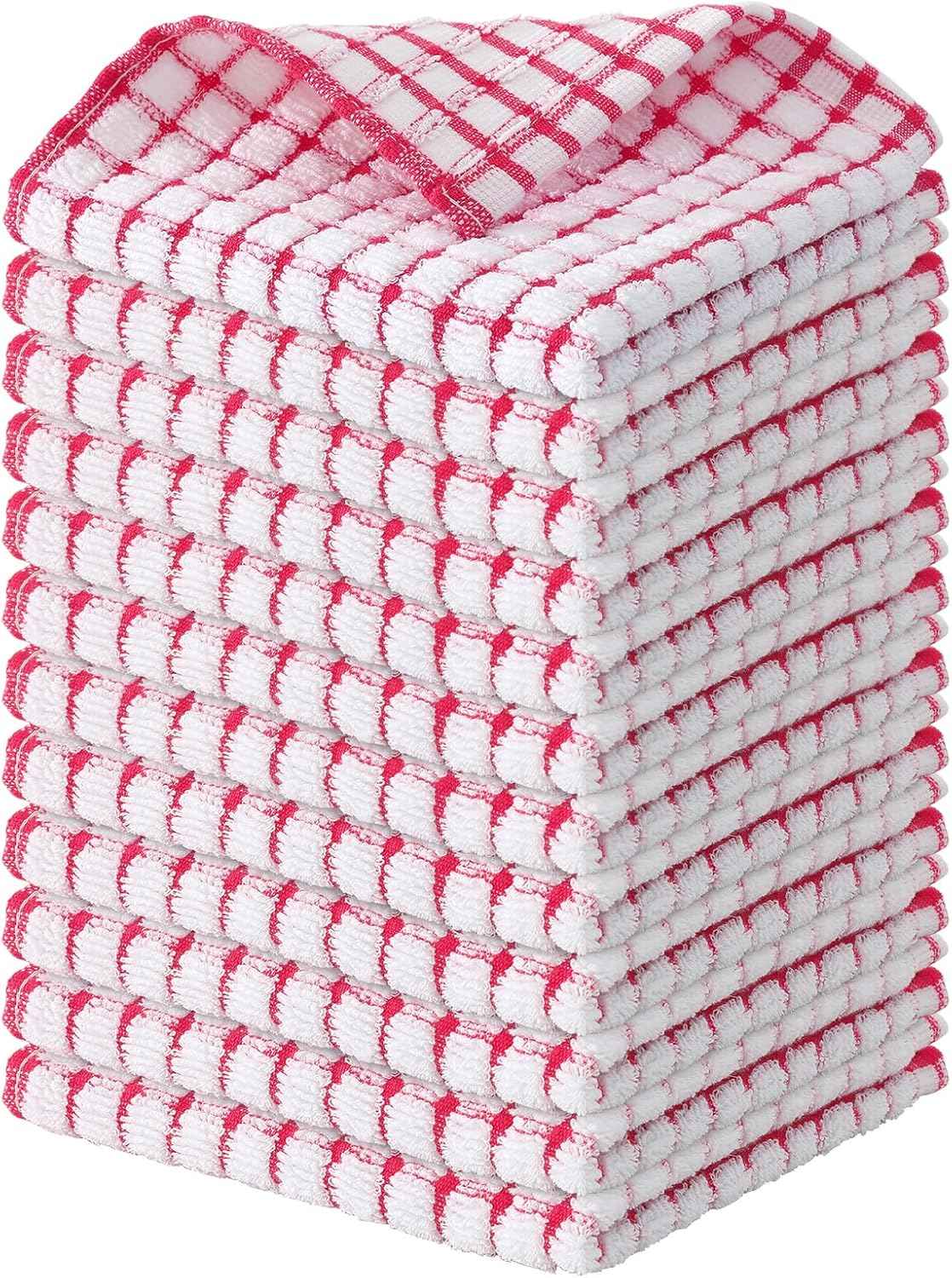 Kitinjoy Cotton 8 Pack Terry Kitchen Dish Cloths, 12 x 12 Inches Super Soft and Absorbent Dish Rags, Quick Drying Dish Towels for Washing Dishes, Mixed Color