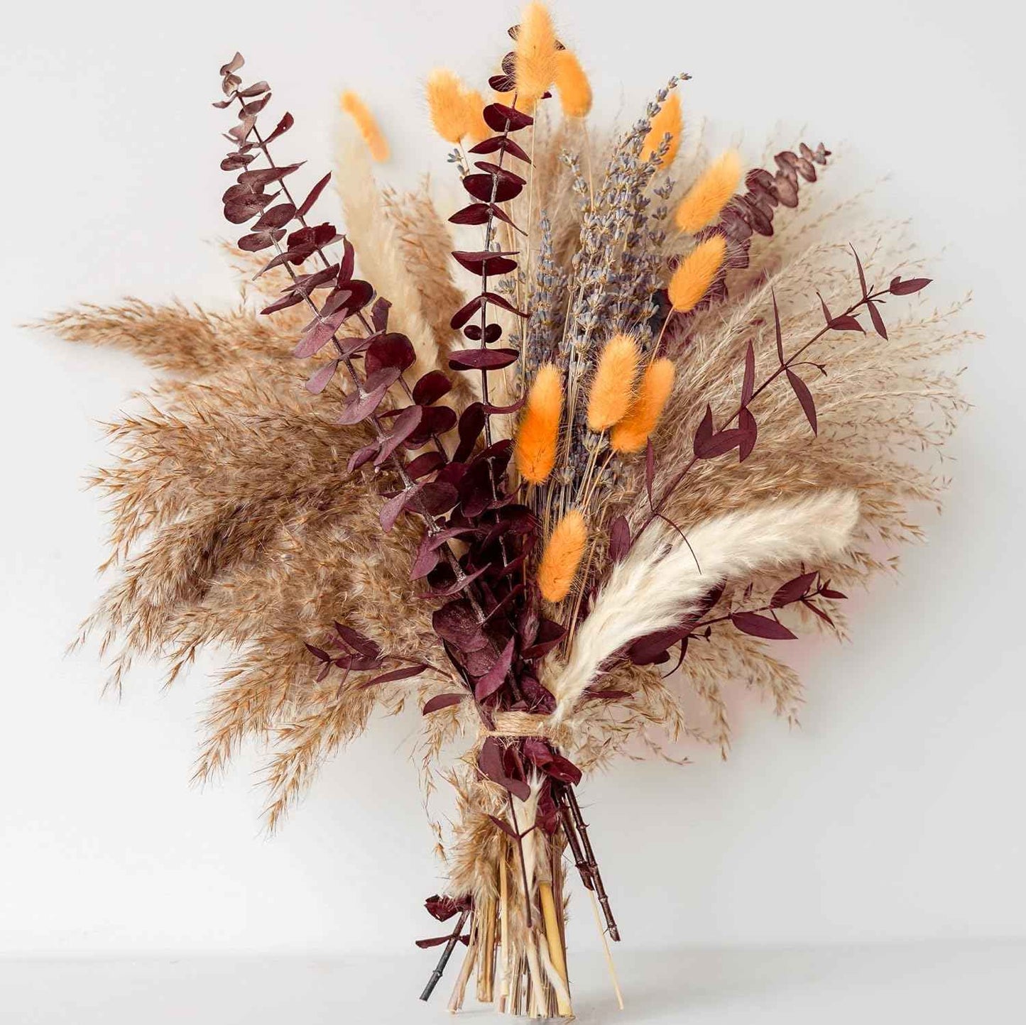 Green Pampas Grass Boho Bouquet – Exquisite Lavender and Eucalyptus Dried Flower Arrangements for Western Boho Decor – Rustic Flowers for Your Bohemian Home, Bedroom, and Wedding Table Décor