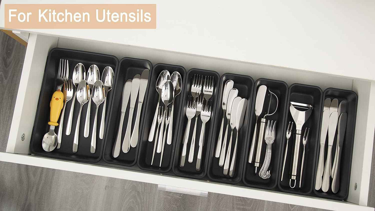 15 PCS Interlocking Desk Drawer Organizer Separator for Office,Bathroom,Kitchen,MakeupοΌBlackοΌ