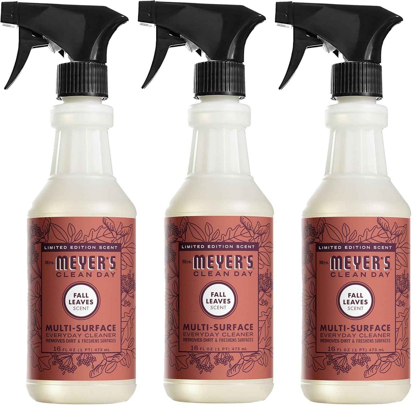 Mrs. Meyer's Multi-Surface Cleaner, Fall Leaves Scent, Pack of 3, 16 fl oz