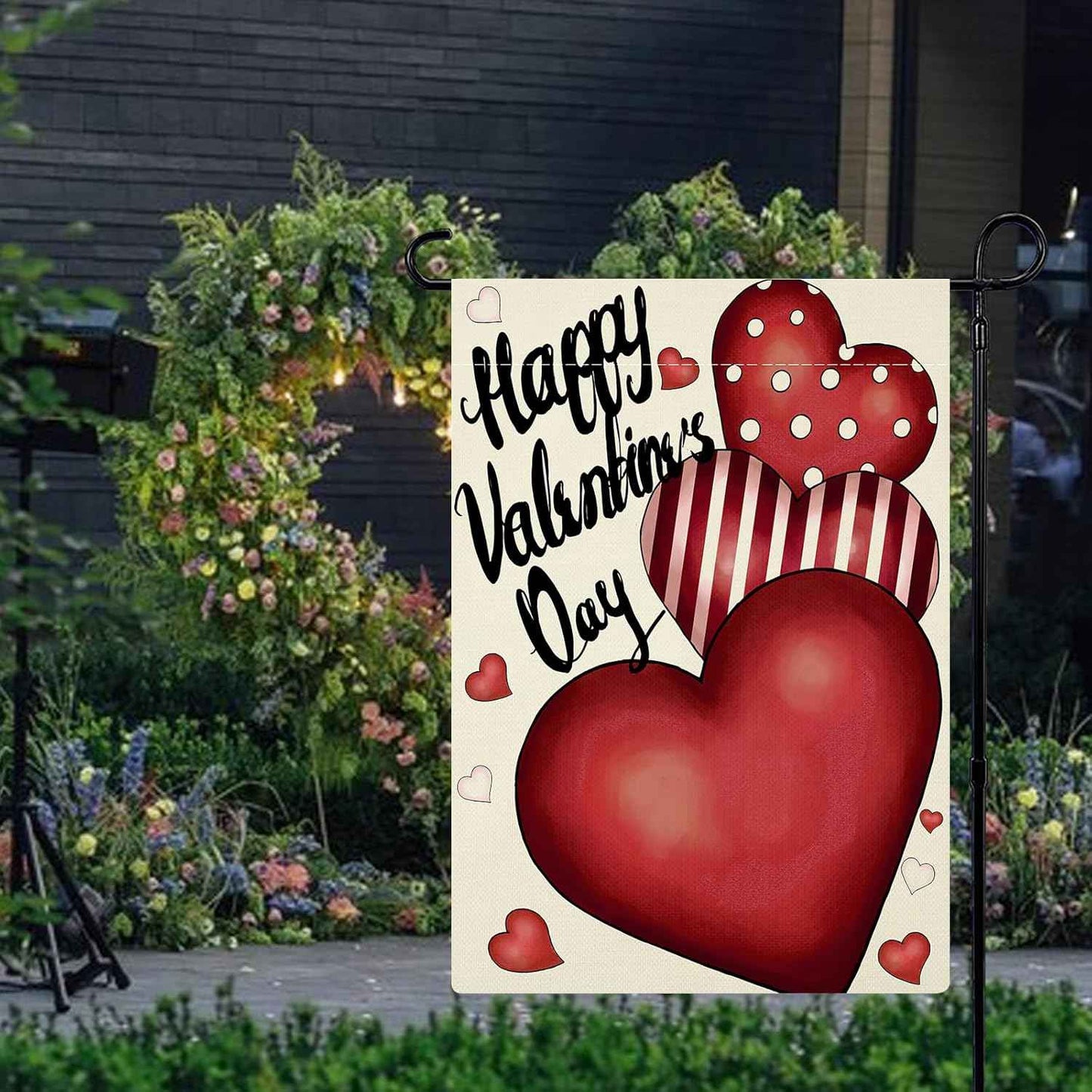 Valentines Day Garden Flag 12x18 Inch Double Sided Love Heart Small Seasonal Valentineβs Day Flag Yard Outdoor Flag Decoration
