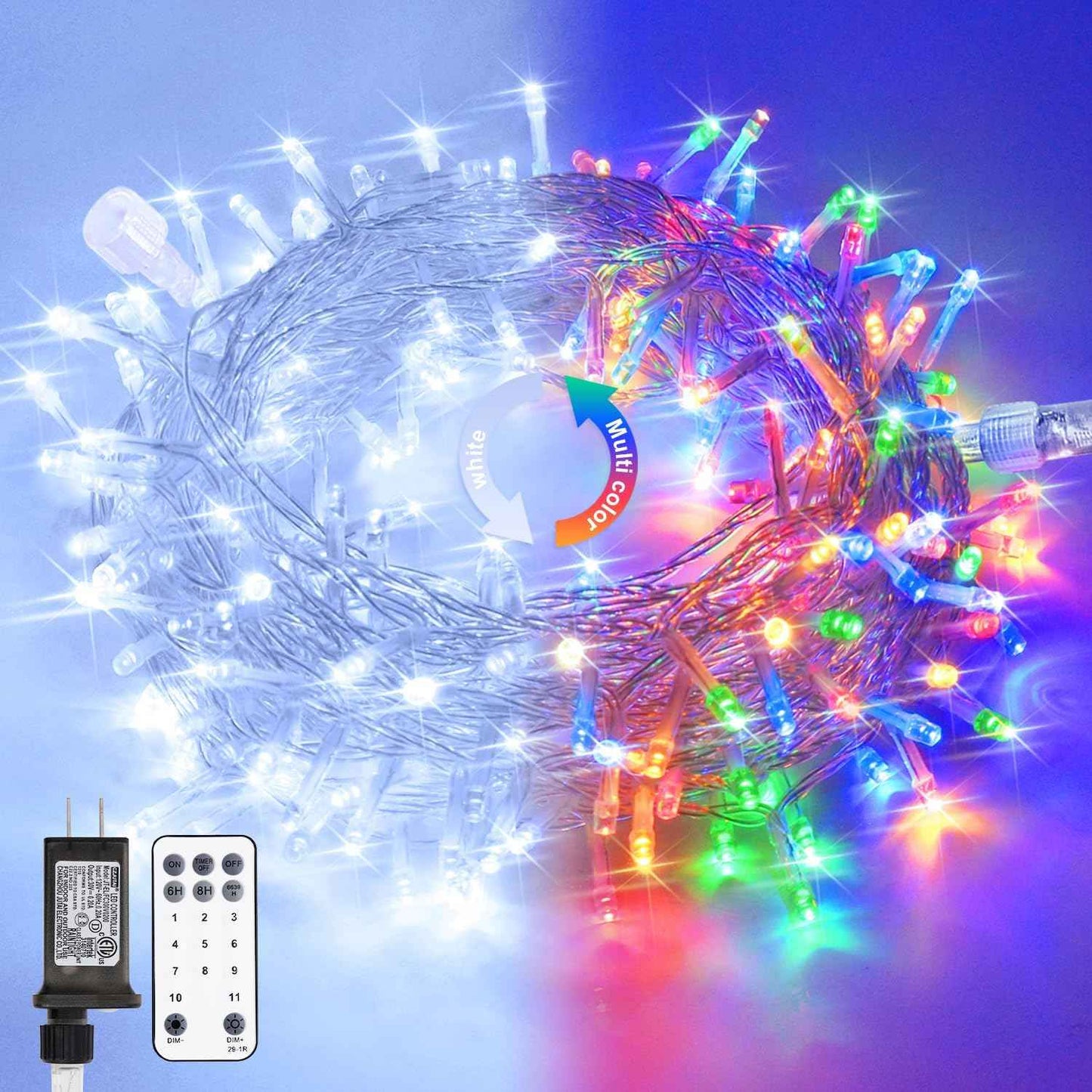 JMEXSUSS 100 LED Warm White Christmas Lights, Indoor String Light Bedroom 8 Modes Christmas Tree Lights Plug in, 33ft Connectable Fairy Twinkle Light Outdoor for Home Garden Xmas Tree Decor