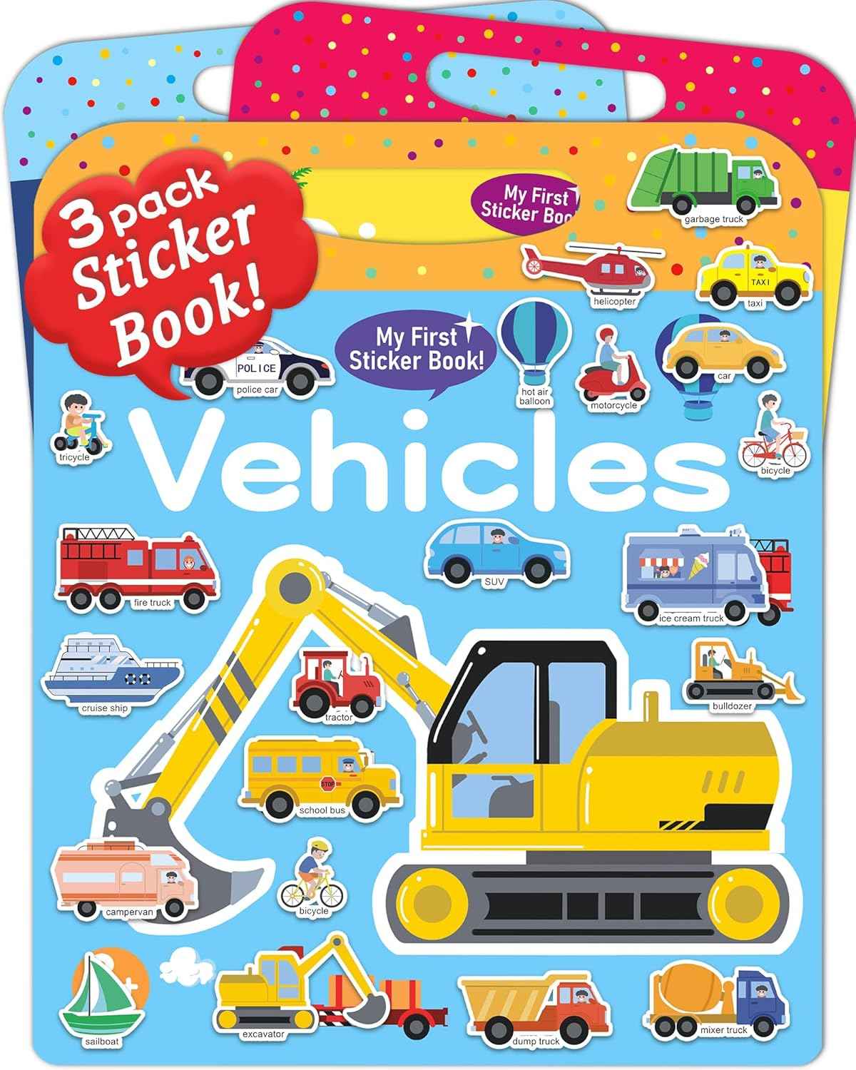 Benresive Reusable Sticker Book for Toddlers 2-4 Years, 3 Sets Travel Stickers for Kids, Waterproof Sticker Books for Toddlers 1-3, Crafts Activities for Todddlers 1-3 2-4 3-5