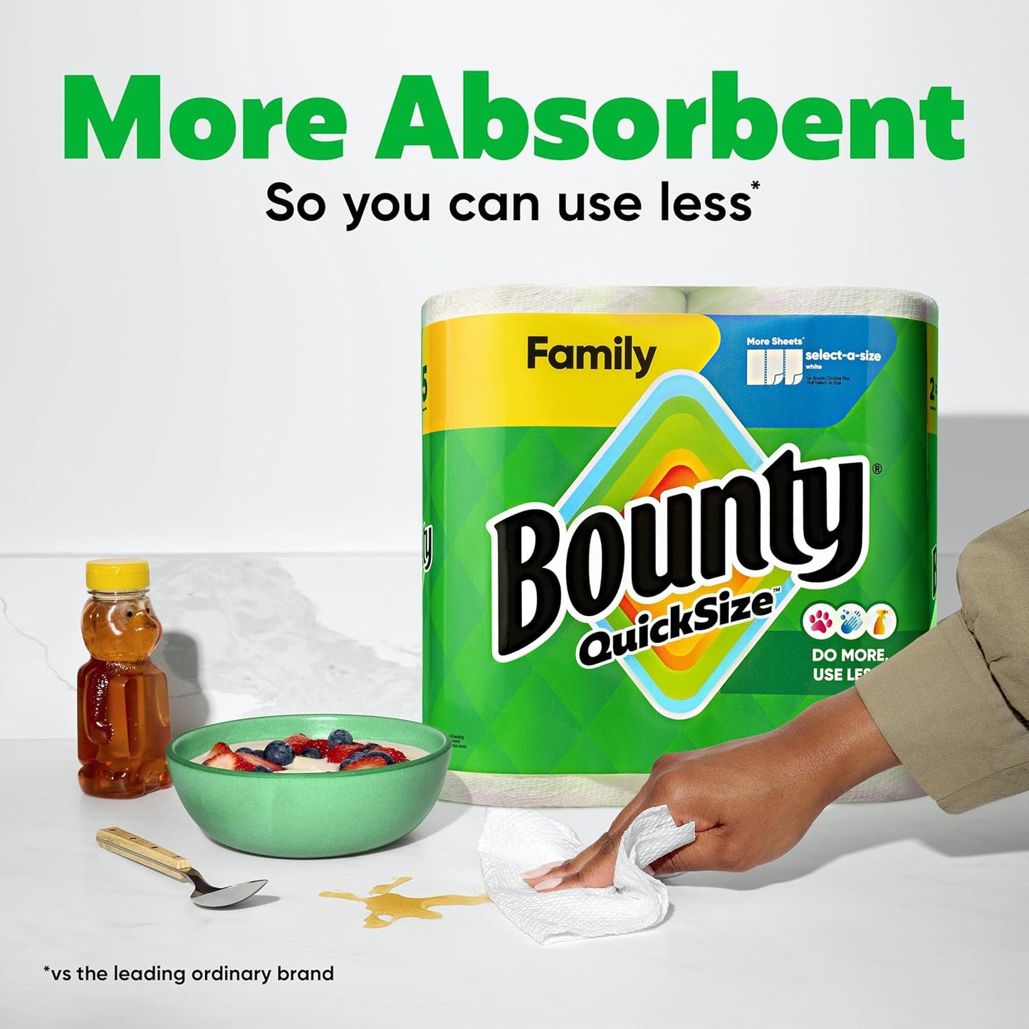 Bounty Quick Size Paper Towels, White, 8 Family Rolls = 20 Regular Rolls - Rayz Mart