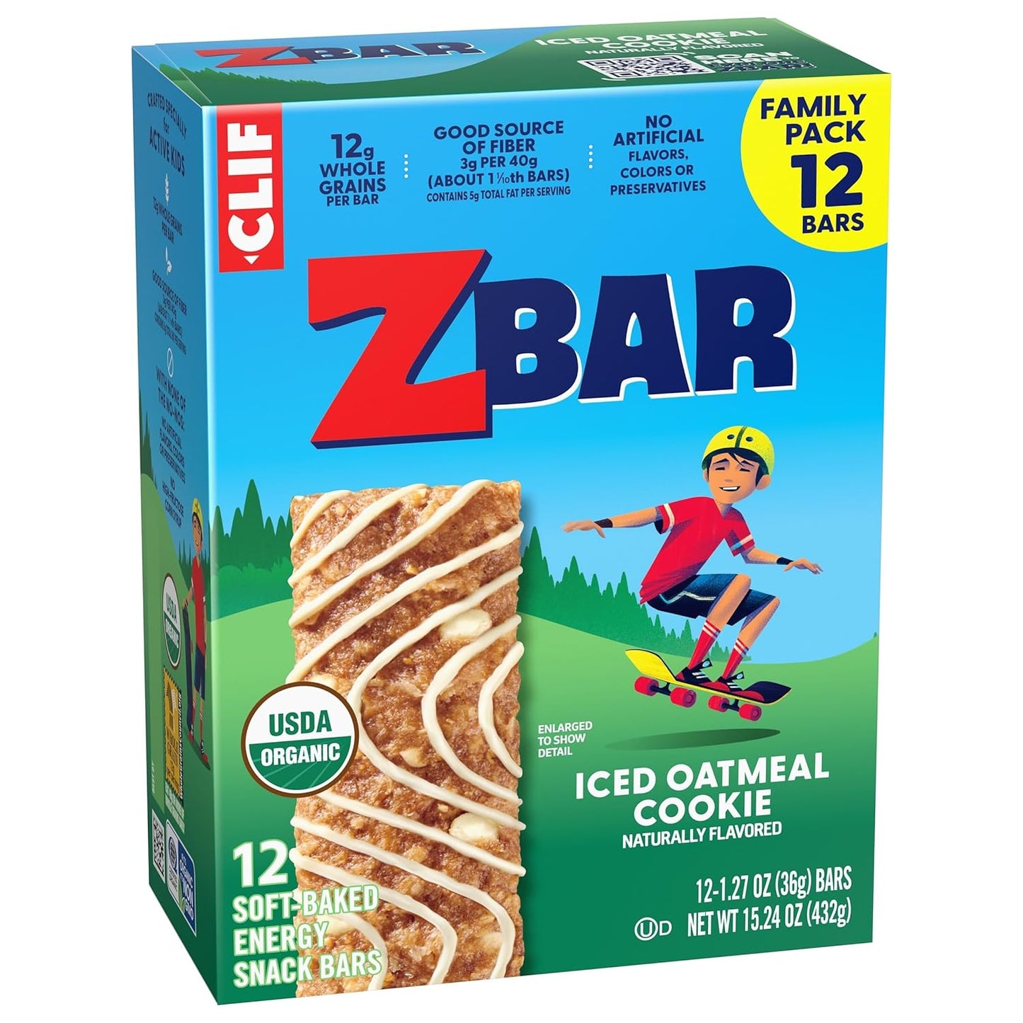 Zbar - Iced Oatmeal Cookie - Soft-Baked Energy Snack Bars - Non-GMO - 12g Whole Grains - USDA Organic Granola Bars (12 Pack)