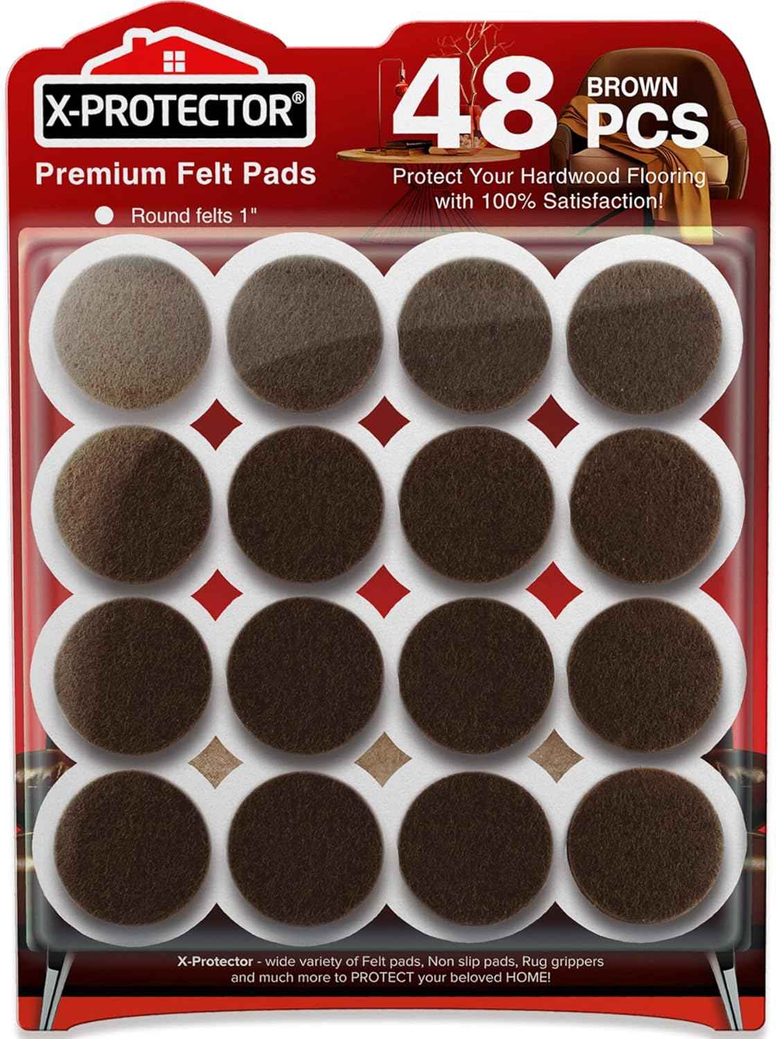 Felt Furniture Pads X-PROTECTOR 133 PCS Premium Furniture Pads - Felt Pads Furniture Feet Best Wood Floor Protectors - Protect Your Hardwood & Laminate Flooring! Brown and Beige