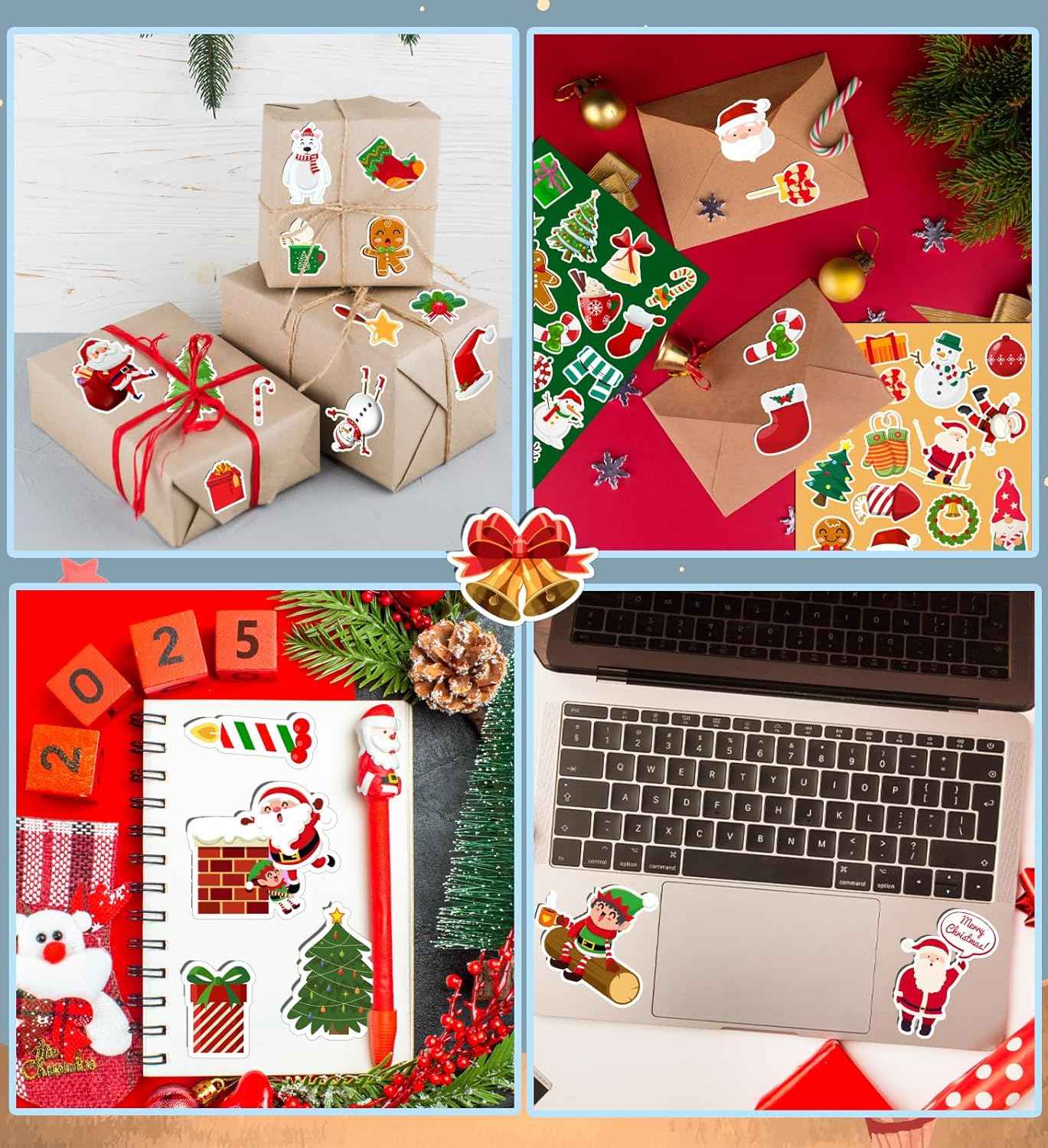 Christmas Stickers - Stocking Stuffers for Kids - 24 Sheets 480Pcs Christmas Gifts for Kids - Xmas Gifts Xmas Party Supplies, Party Favors for Boys and Girls Ages 3 4 5 6 7 8