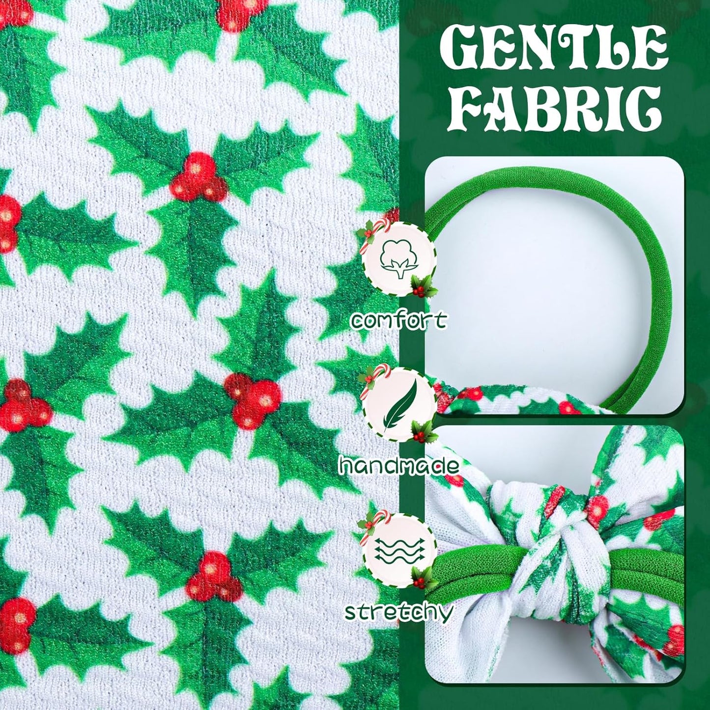 Christmas Baby Girl Bows Headbands Xmas Tree Headbands Candy Cane Hair Bow Elastic Nylon Hairbands Hair Accessories Newborn Infant Toddler